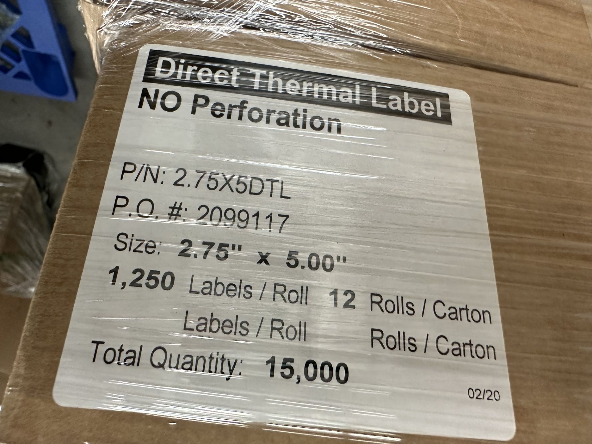(18 Cases - SELLING PER CASE) Cases Direct Thermal Labels P/N: 2.75X5DTL, 2.75" x 5" (15,000 Per Cas - Image 2 of 2