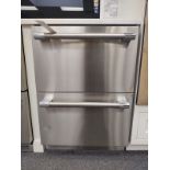 Thermador Series #T24UR, 905DP, 24" Stainless Front Refrigerated Drawers (Bottom Drawer Has Dent)