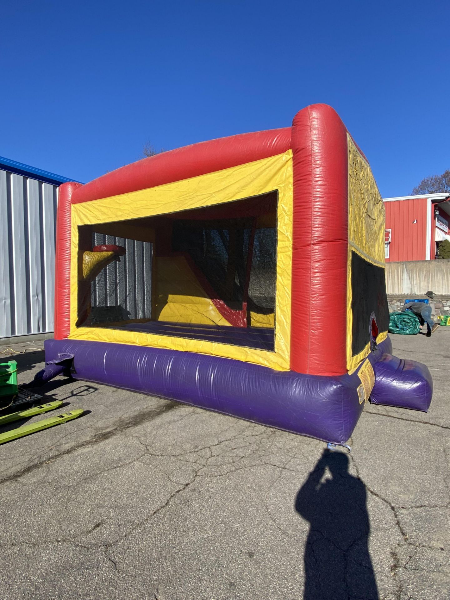 Purple/Yellow/Red w/Hoop & Slide Bounce House w/Blower - 15 x 18, (Pics were taken 12/1 Blown up In - Image 2 of 3