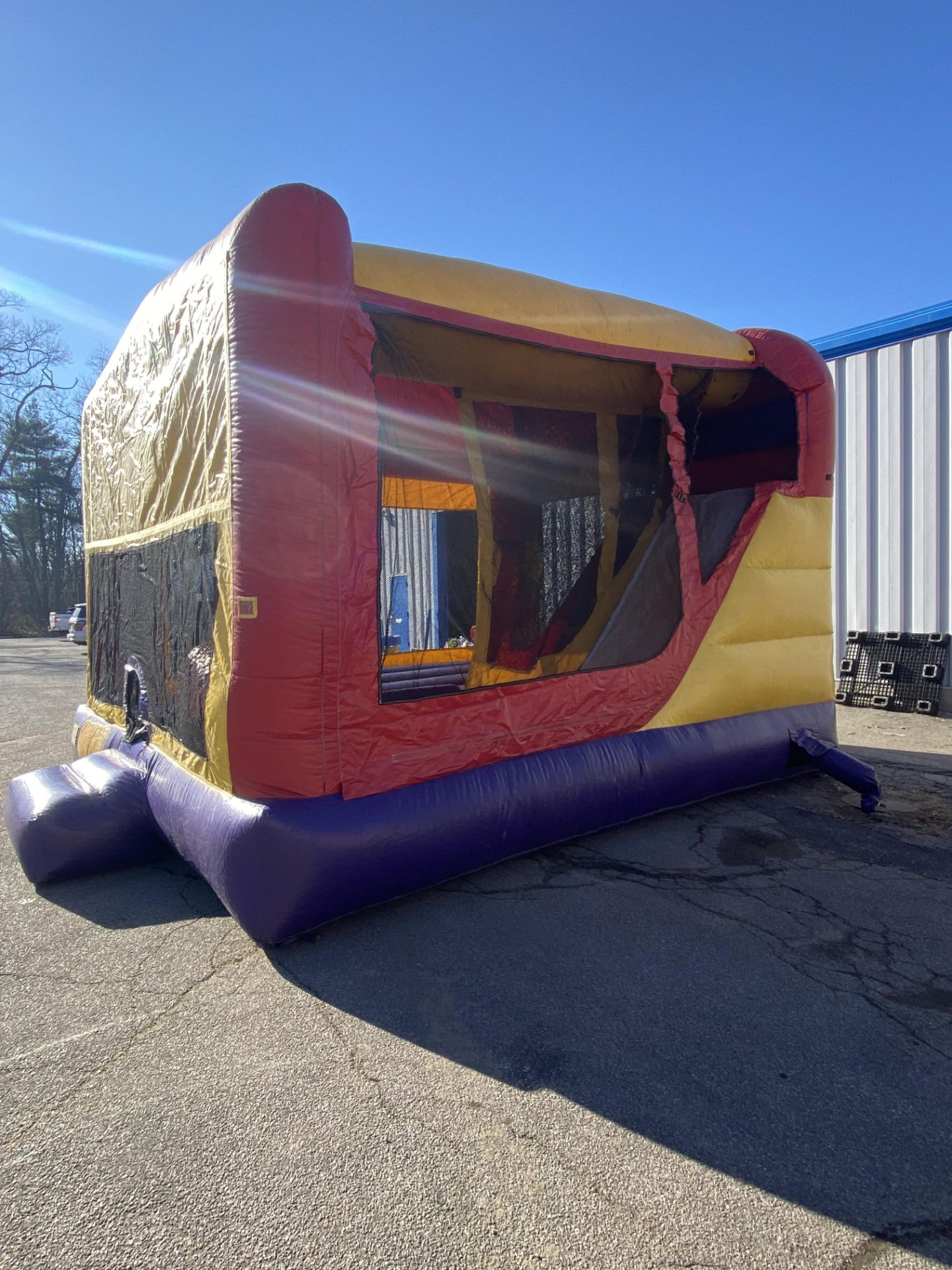 Purple/Yellow/Red w/Hoop & Slide Bounce House w/Blower - 15 x 18, (Pics were taken 12/1 Blown up In - Image 3 of 3