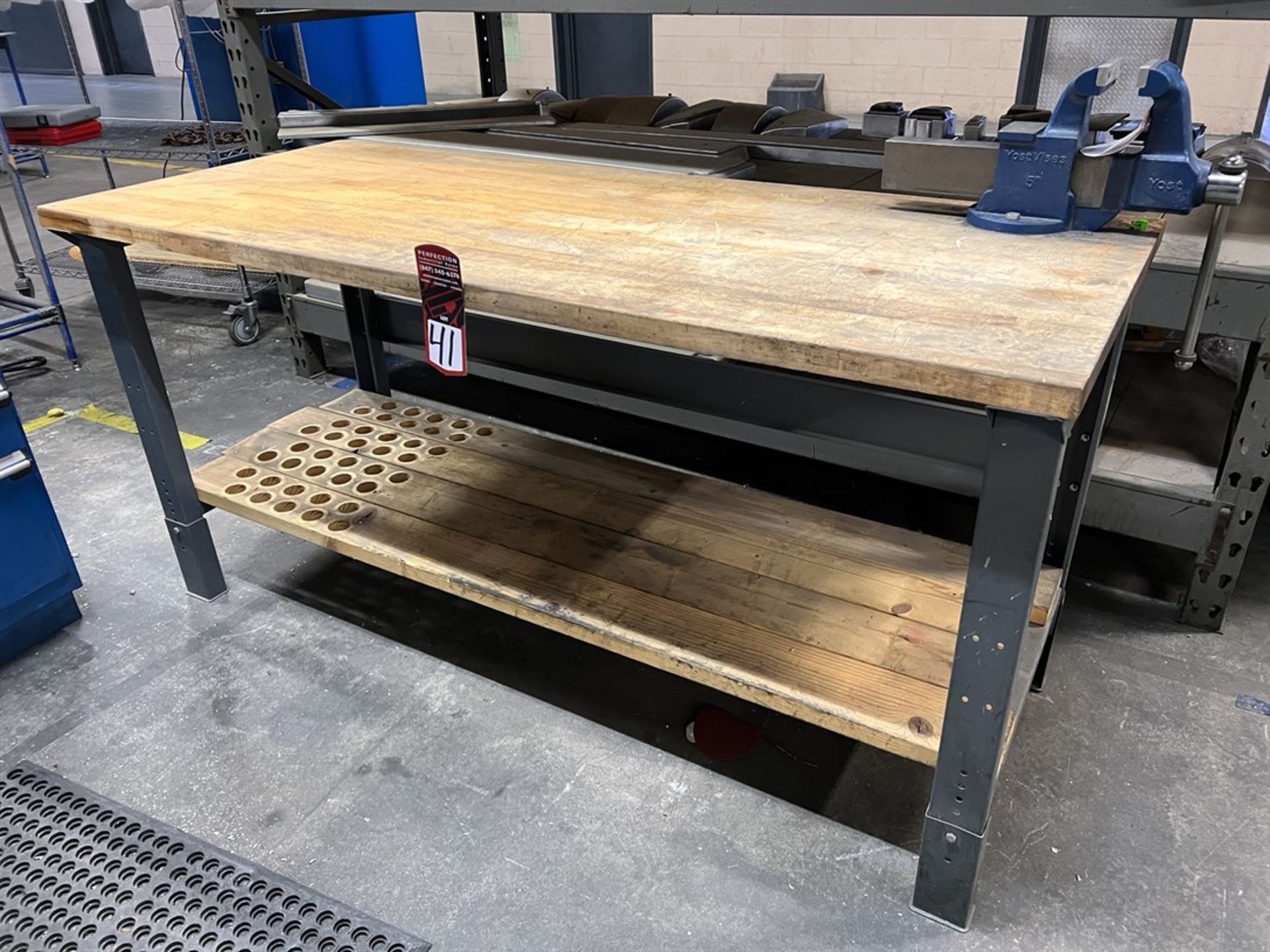 Wood Top Work Bench, 30" x 72", w/ YOST 5" Bench Vise