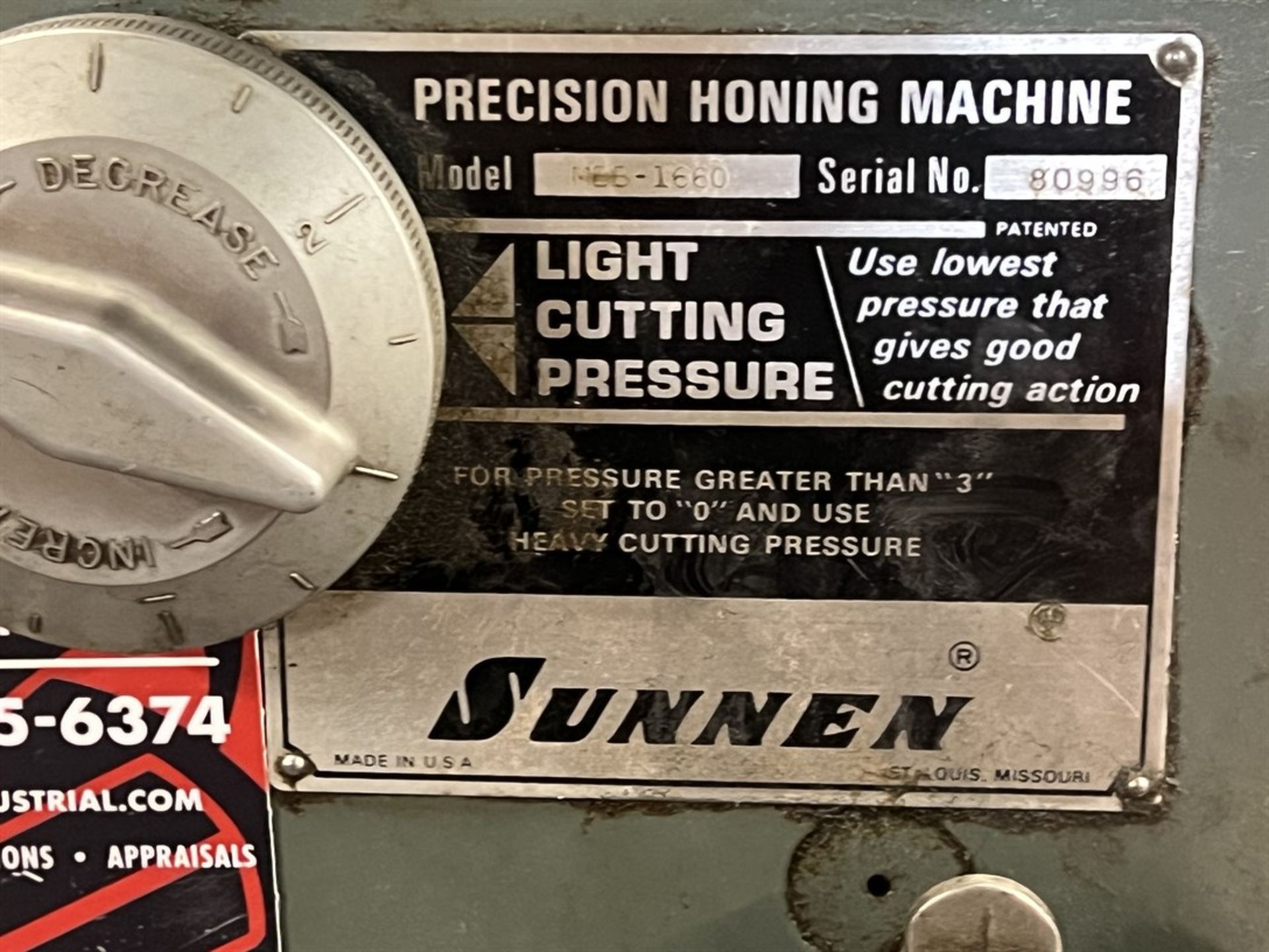SUNNEN MBB-1660 Precision Honing Machine, s/n 80996 - Image 6 of 6