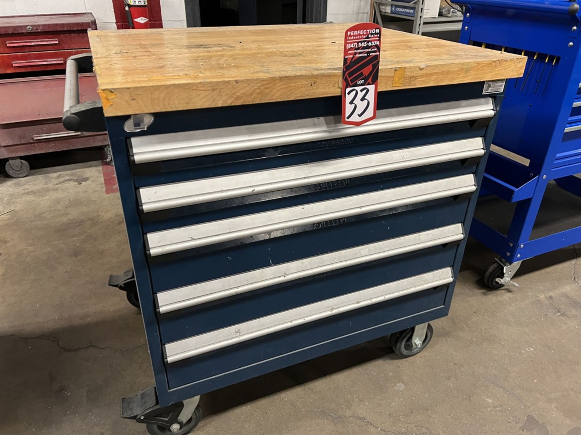 ROUSSEAU Rolling Tool Chest w/ Wood Top