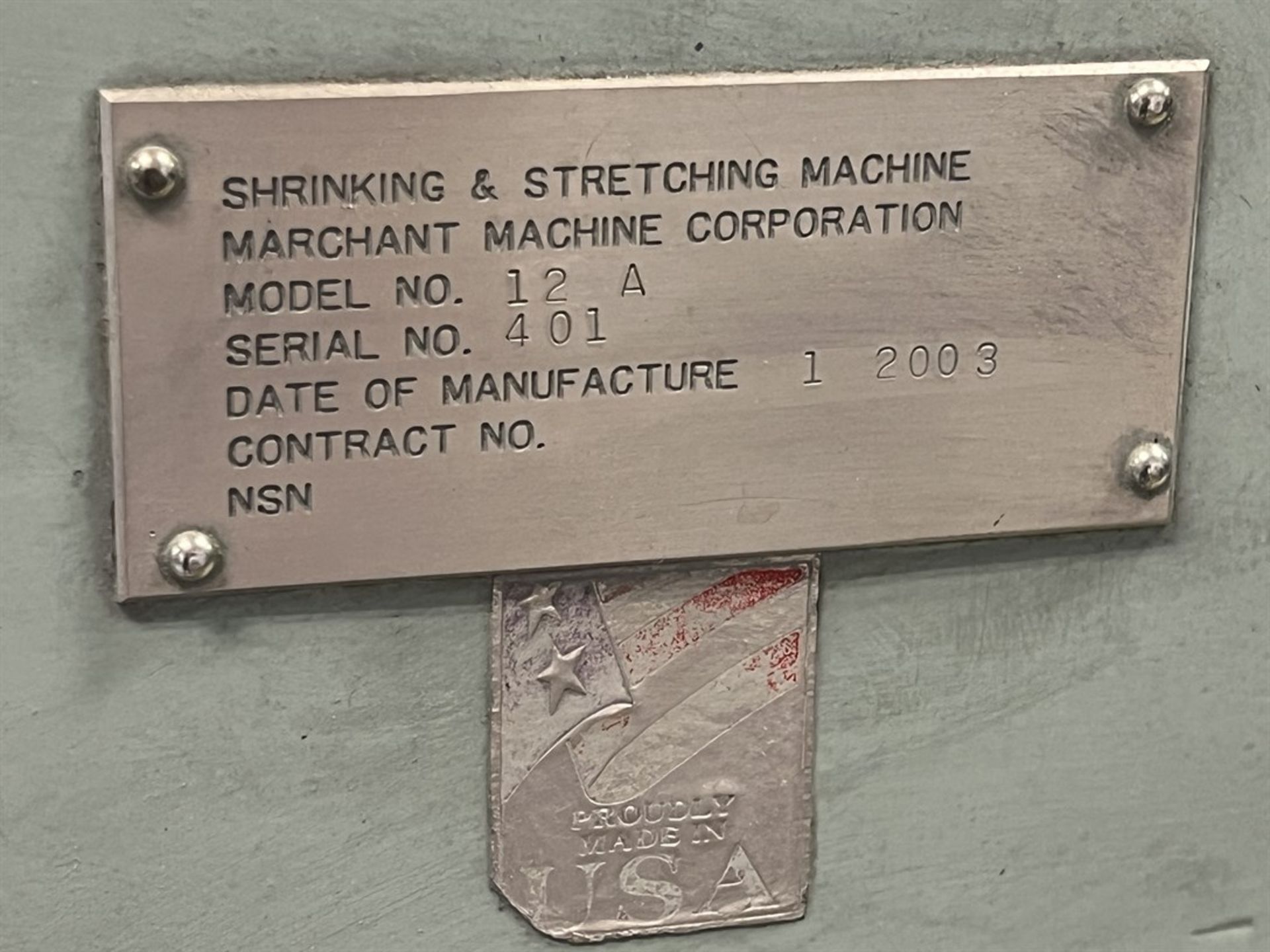 MARCHANT 12A Shrinking/Stretching Machine, s/n 401 - Image 5 of 5