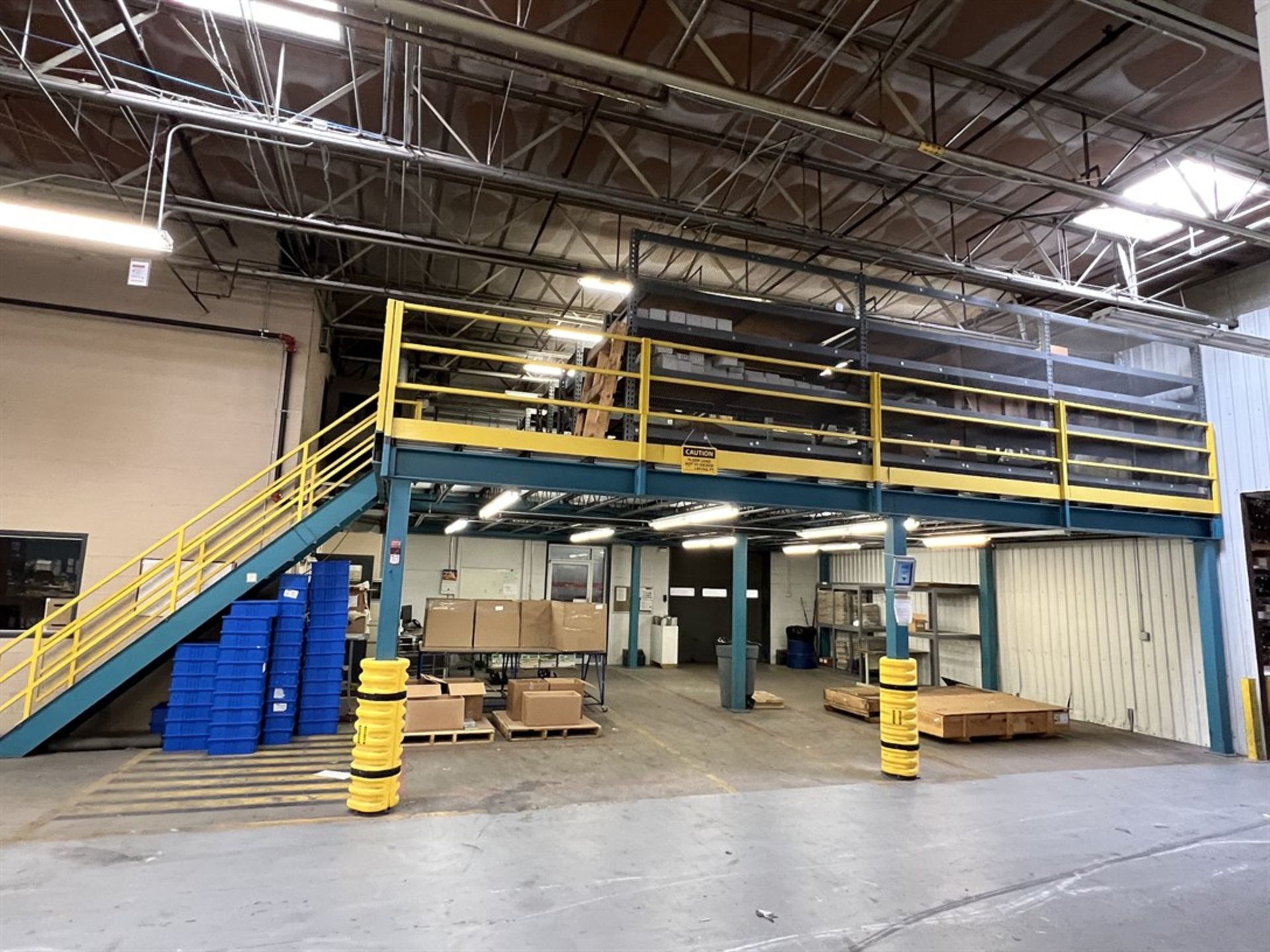 Free Standing Mezzanine System, Approx 26’ x 32’, 8’3” Under Deck, Staircase, 75 Lbs./Sq Ft.,