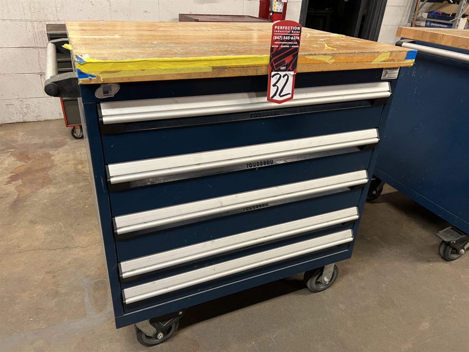 ROUSSEAU Rolling Tool Chest w/ Wood Top