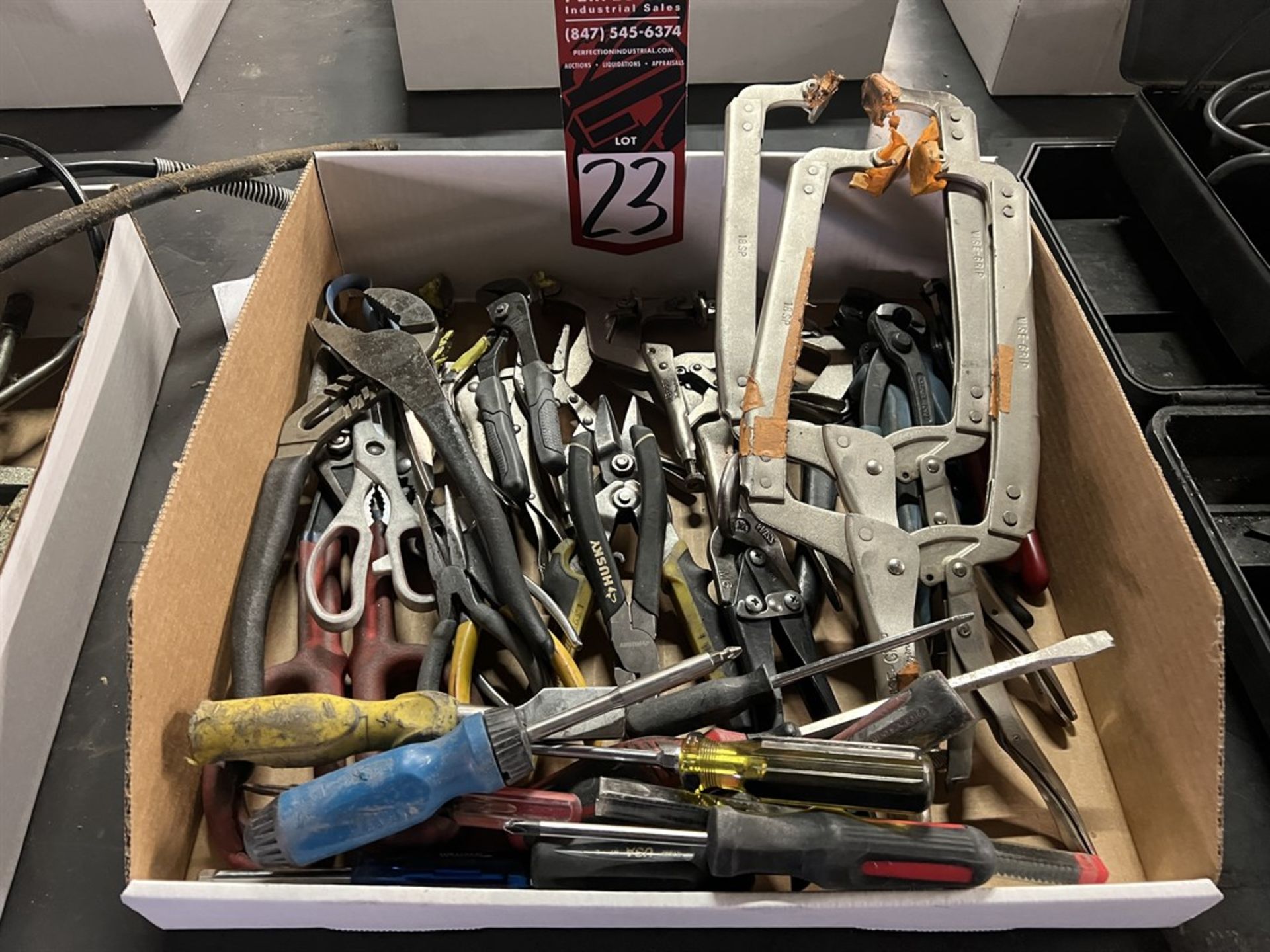 Lot of Assorted Hand Tools, Tool Boxes, Clamps and Pneumatic Tools