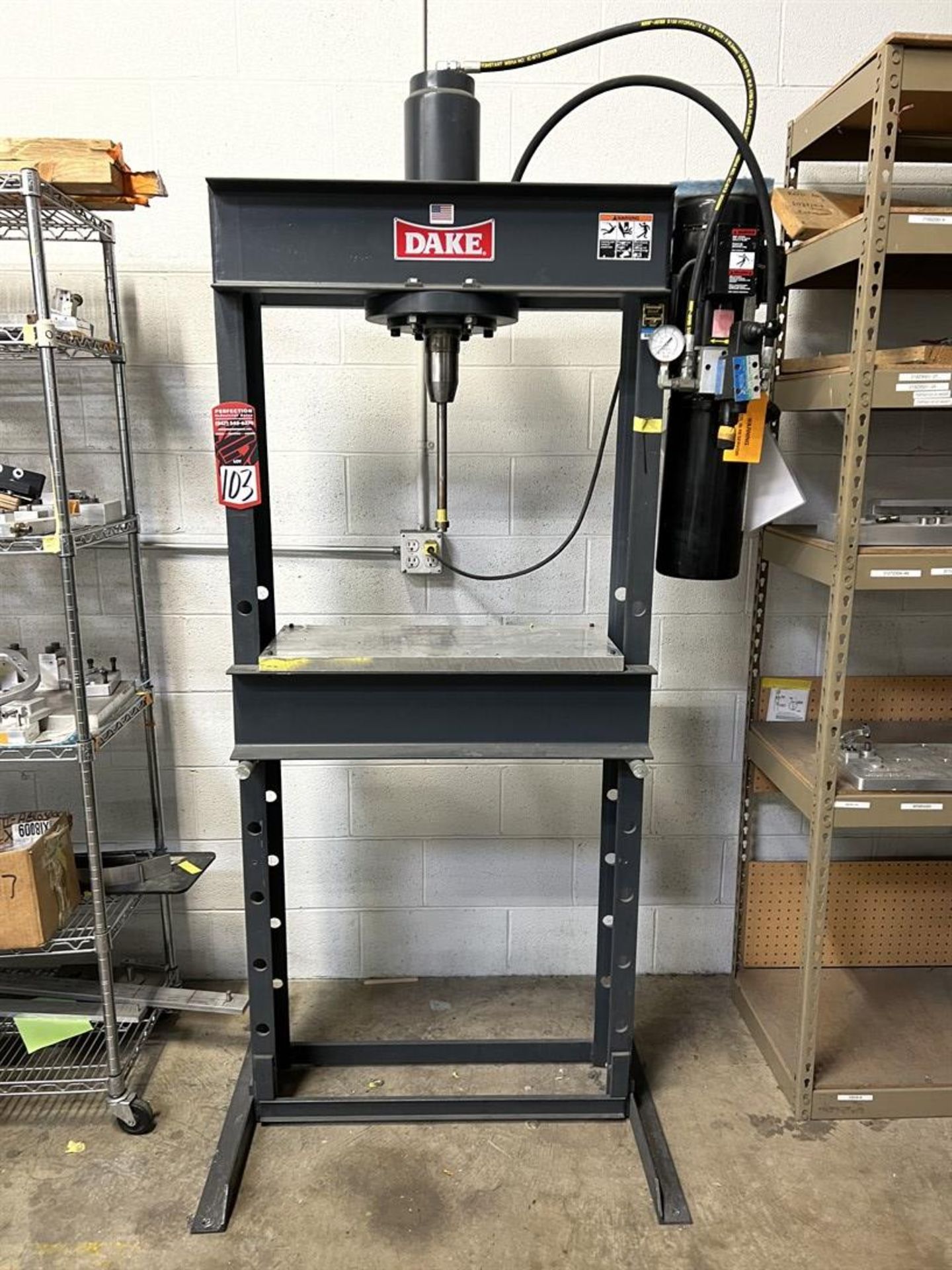 DAKE 909215 25-Ton H-Frame Hydraulic Shop Press, s/n 1178170