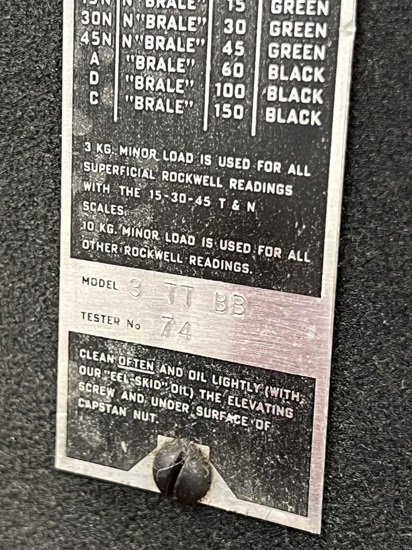 WILSON ROCKWELL 3TTBB Hardness Tester, s/n 74 - Image 6 of 6