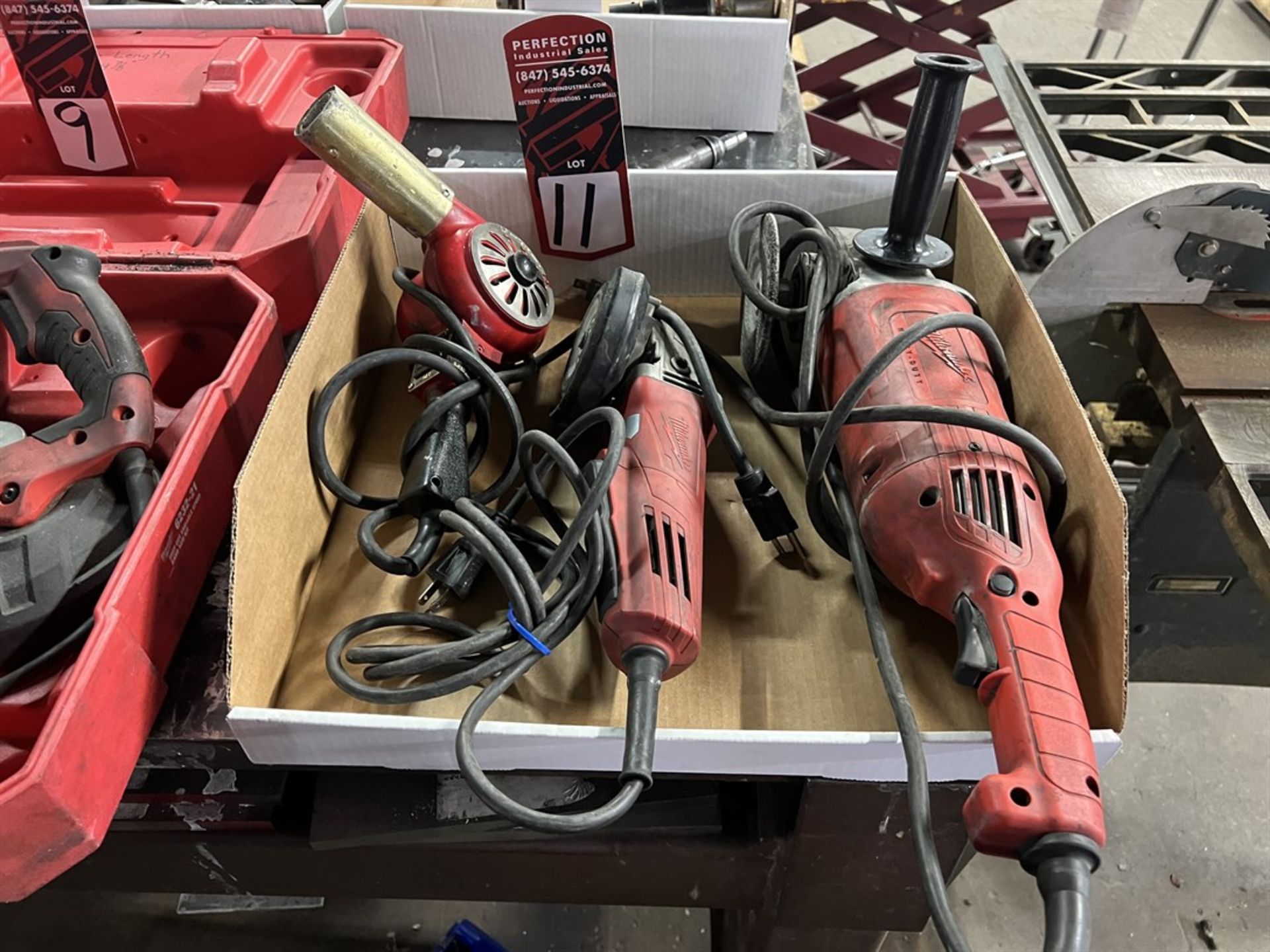 Lot of (2) MILWAUKEE Angle Grinder and MASTER HEAT Heat Gun