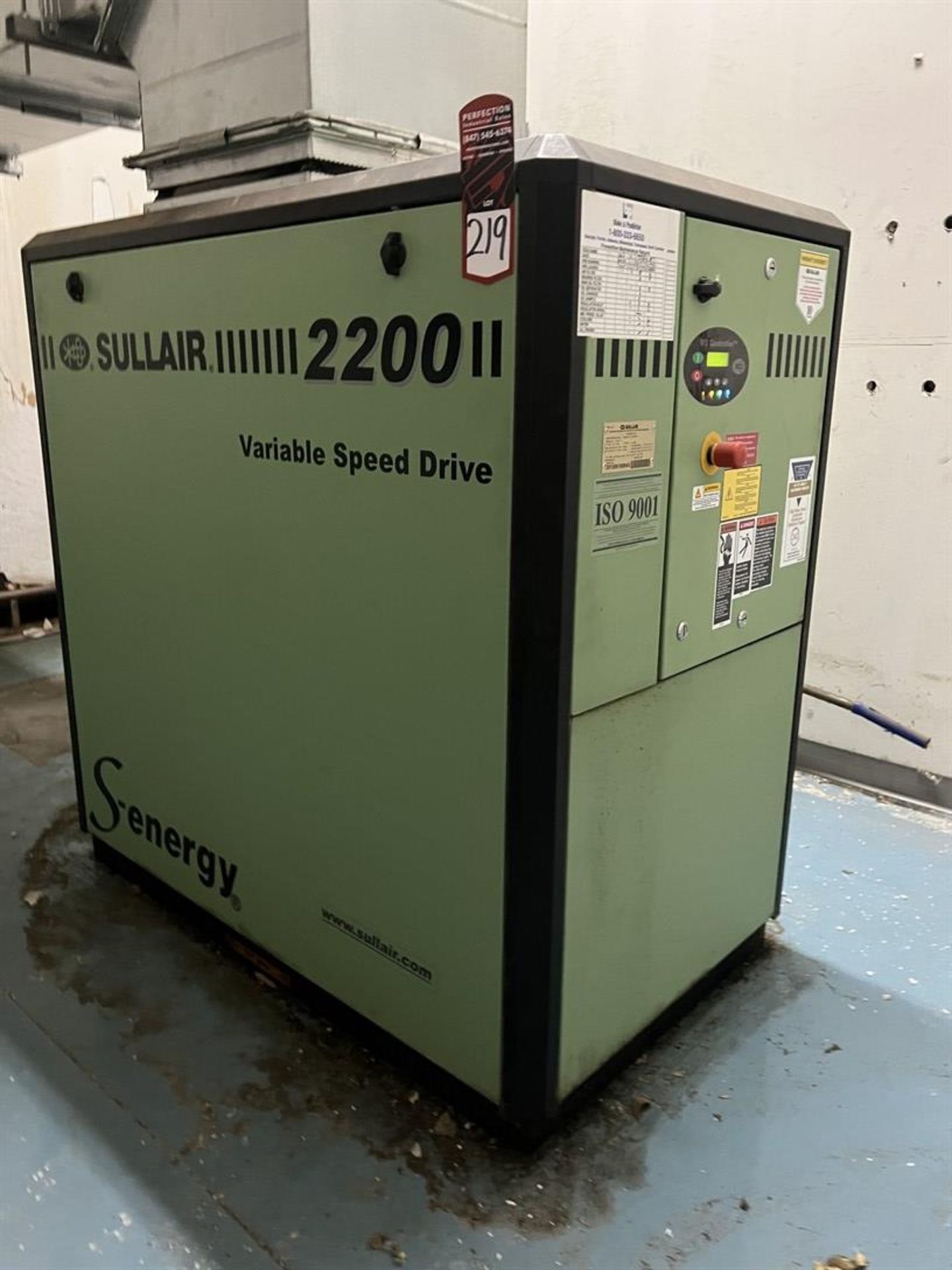 2015 SULLAIR 2200 Series 2212V 34 HP Variable Speed Air Compressor, s/n 201506180045, 175/185 PSI