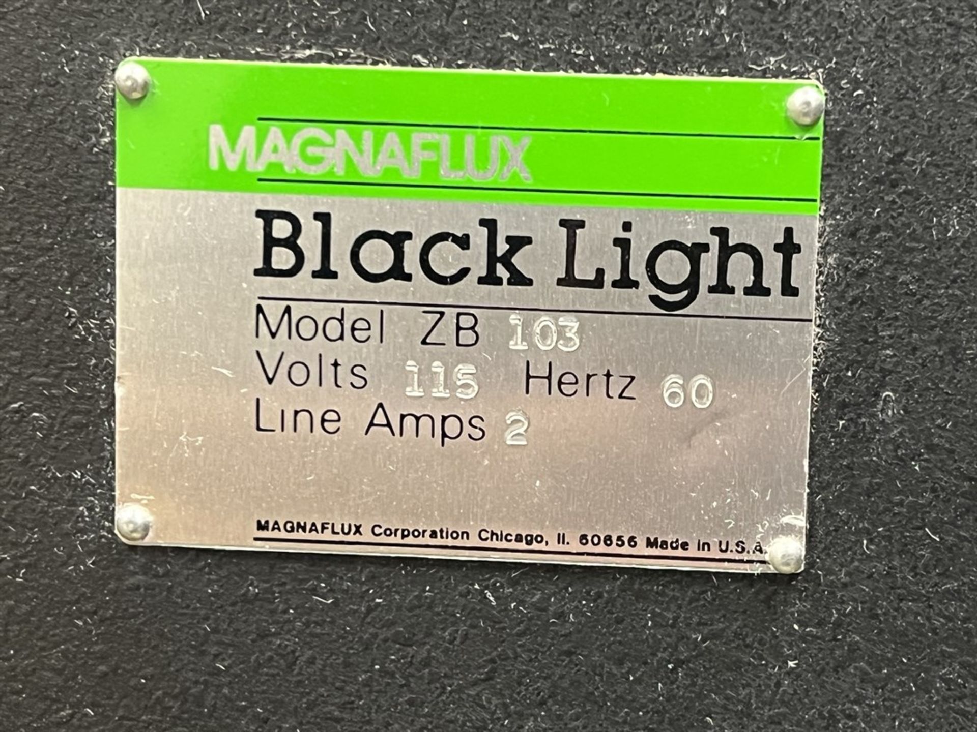 MAGNAFLUX Zyglo ZD-37 Fluorescent Penetrant Inspection System, s/n 89354, w/ Magnaflux ZB103 Black - Image 5 of 7