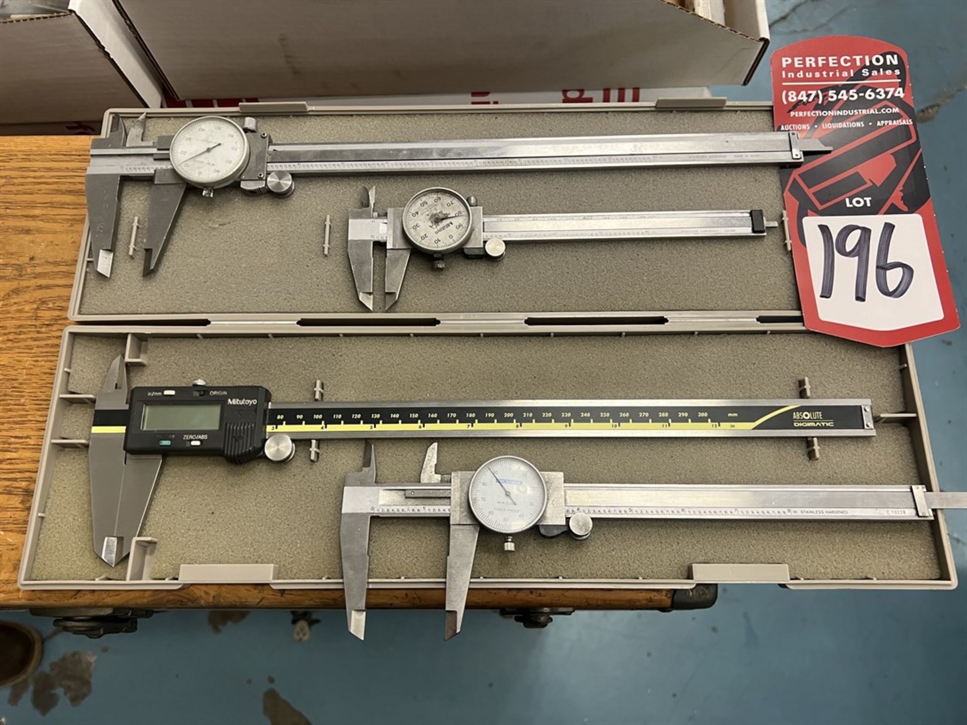 Lot Comprising MITUTOYO 12" Digital Caliper, (3) 6", 8" and 12" Dial Calipers