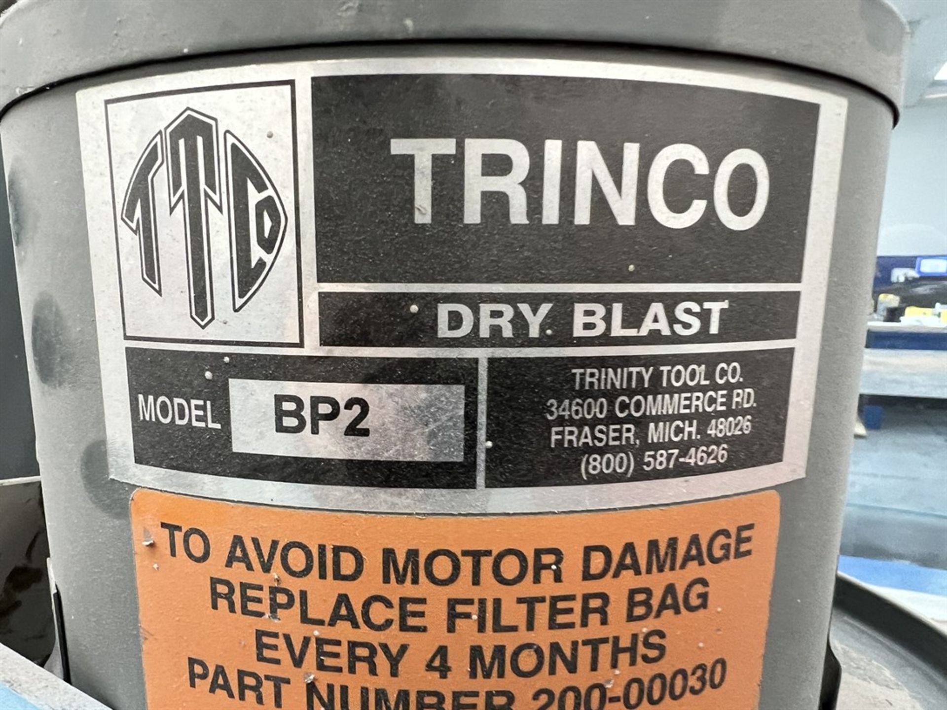 TRINCO 24/BP Dry Blast Cabinet, s/n 61301-5, w/ BP2 Collection System - Image 6 of 6