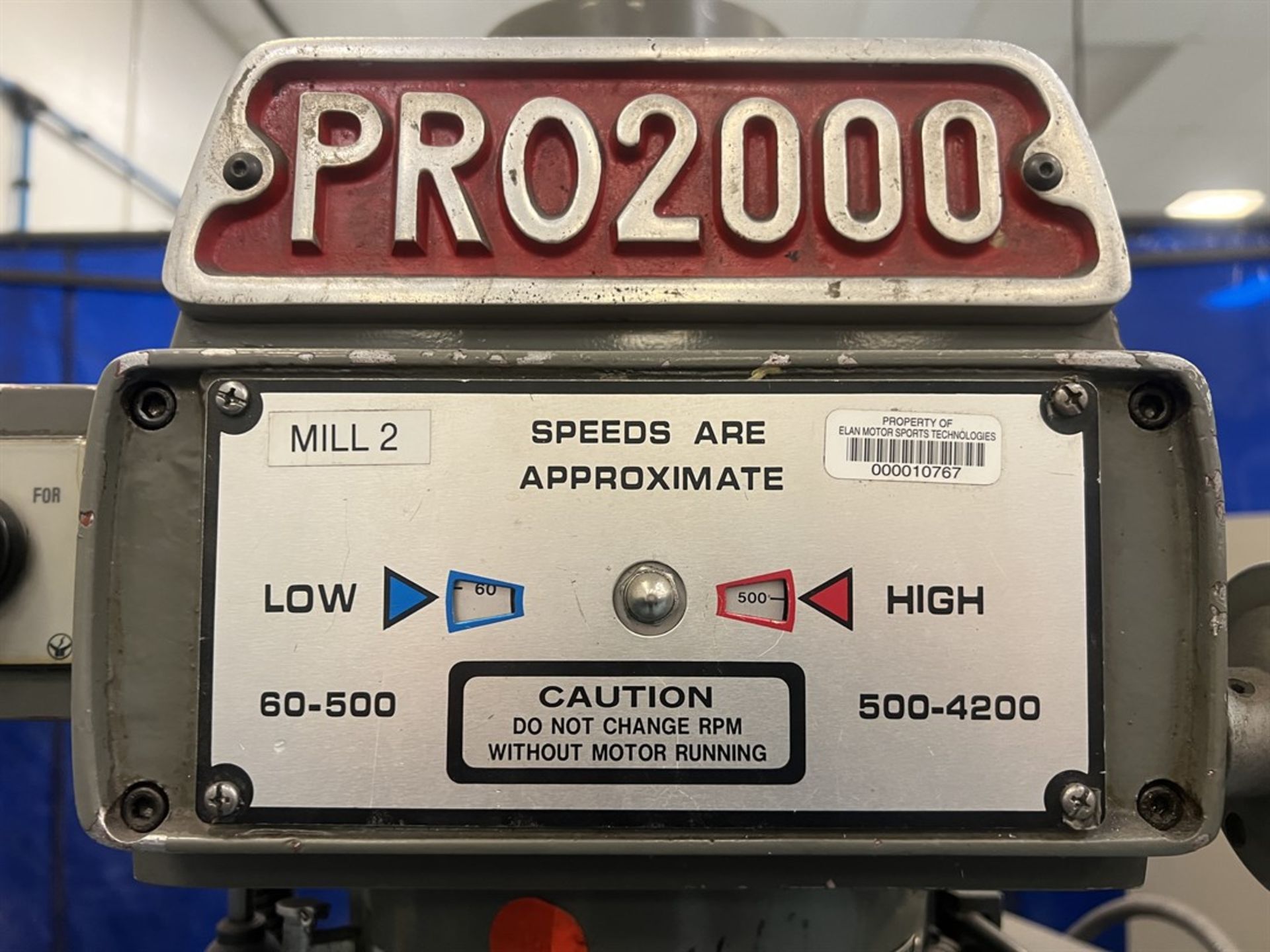 2004 KING RICH KPV2000 Milling Machine, s/n 7106, 10" x 50" Table, 60-4200 RPM, w/ PROTO TRAK - Image 5 of 7