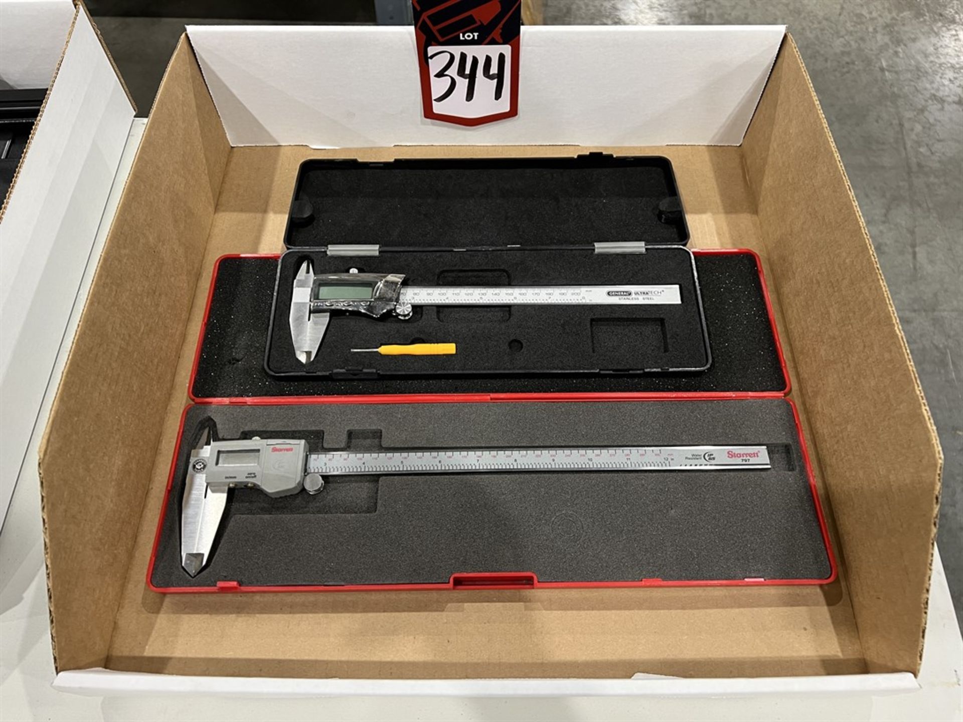 Lot Comprising STARRETT 12" Digital Caliper and GENERAL Ultratech 8" Digital Caliper