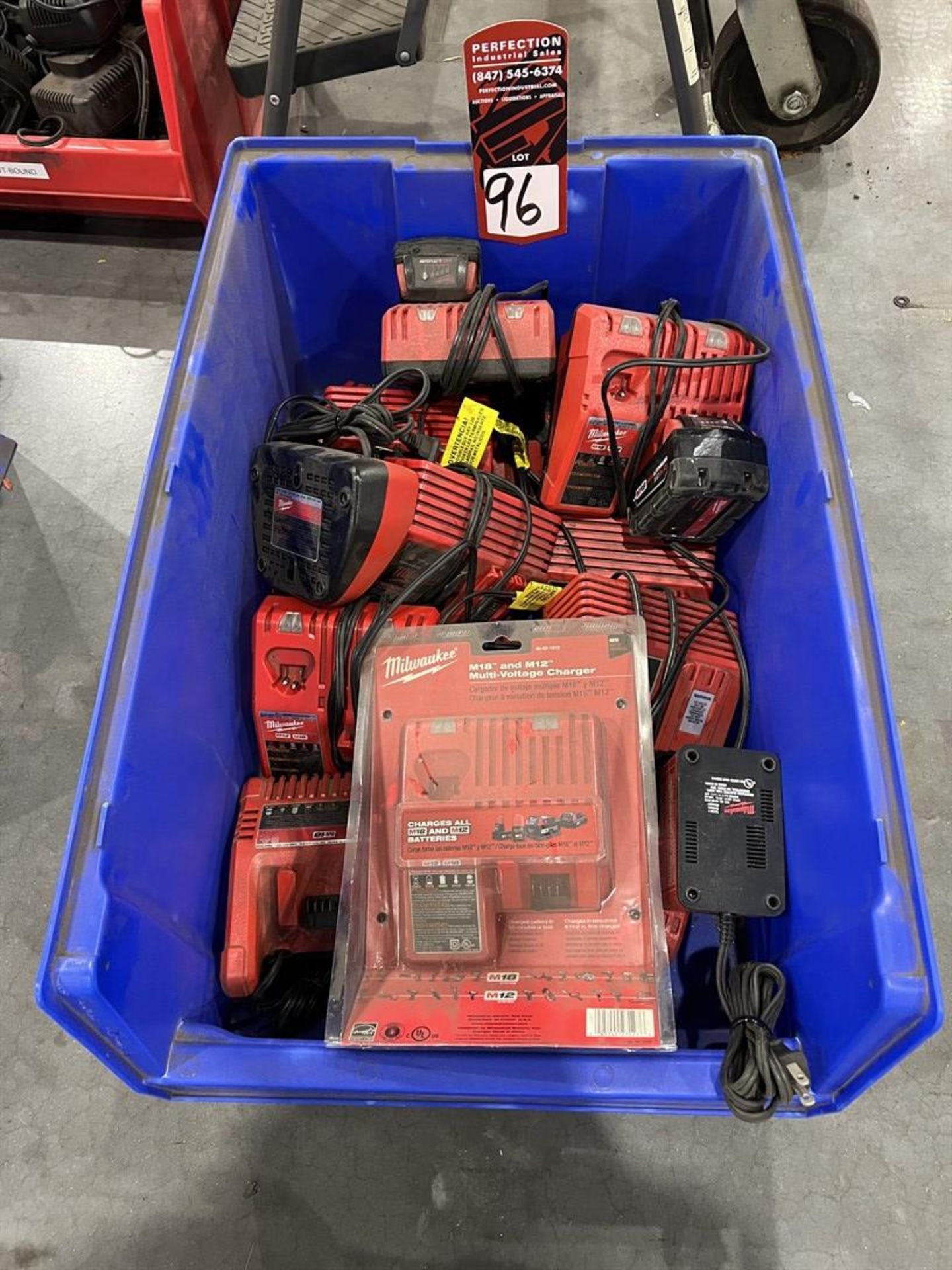 Lot of Assorted MILWAUKEE Batteries and Chargers