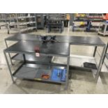 Lot of (3) Heavy Duty Steel Tables 24" X 48" With Two 5" Vice
