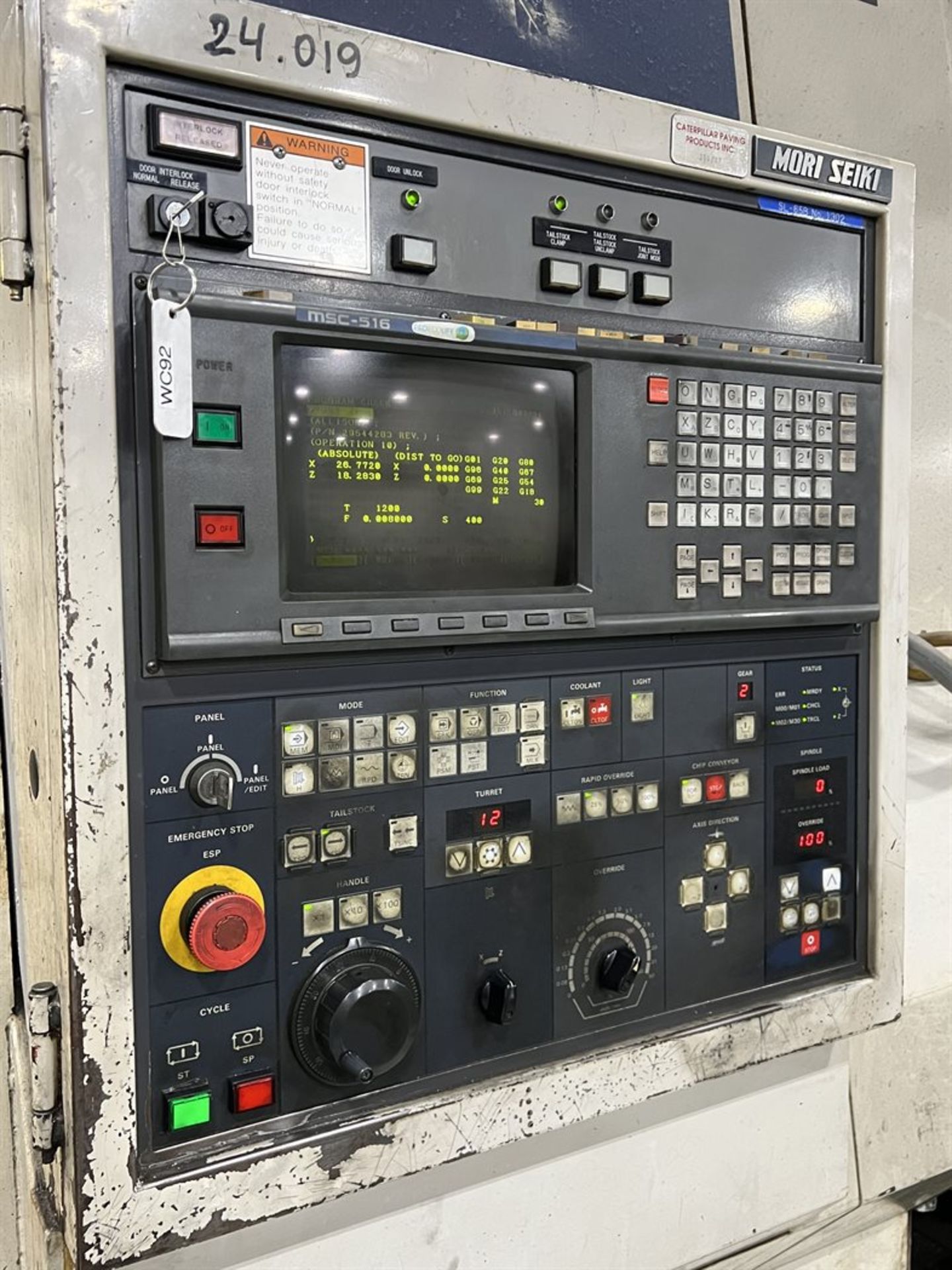 MORI-SEIKI SL-65B CNC Turning Center, s/n 1302, MSC516 Control, 22.05" Max Turning Dia, 27.5" Swing, - Image 7 of 9