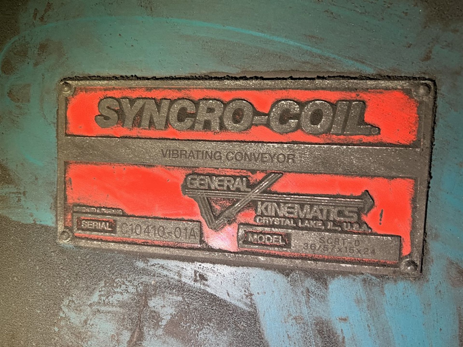 GENERAL KINEMATICS Syncro-Coil SCRT-D 36/57 X 15 X 24 Vibrating Conveyor, s/n C10410-01A - Image 3 of 6