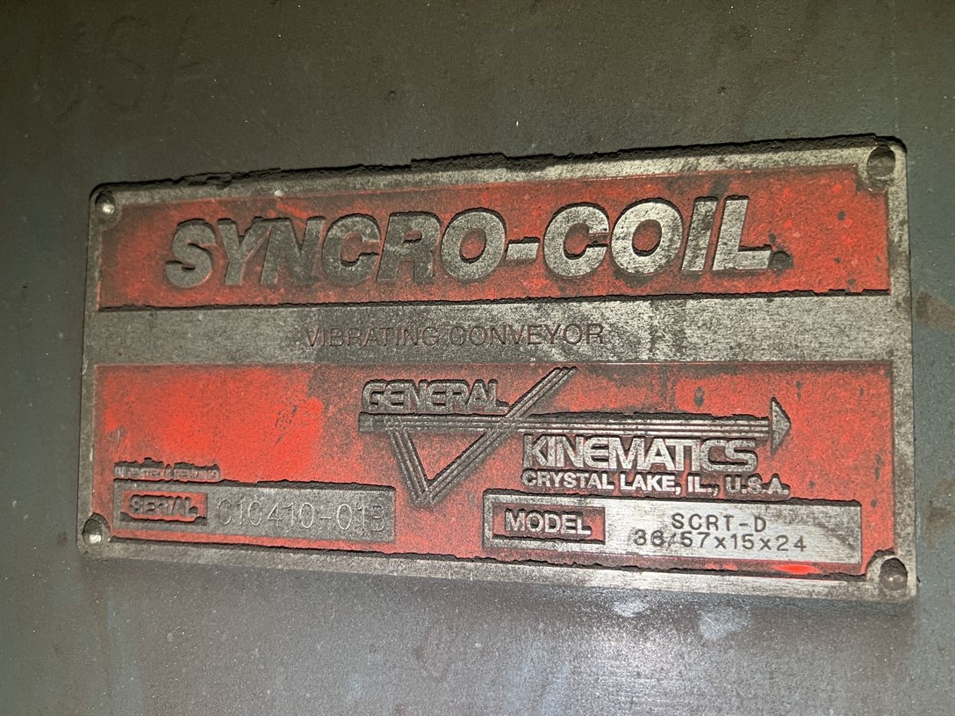 GENERAL KINEMATICS Syncro-Coil SCRT-D 36/57 X 15 X 24 Vibrating Conveyor, s/n C10410-01B - Image 5 of 6