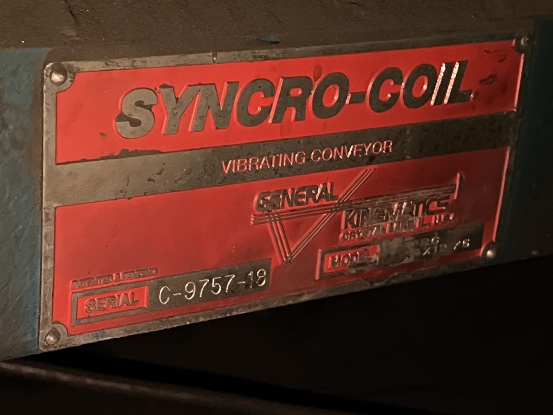 GENERAL KINEMATICS Syncro-Coil 10X44X12.75 Tube Shaker Vibrating Conveyor, s/n C-9757-18 - Image 3 of 5