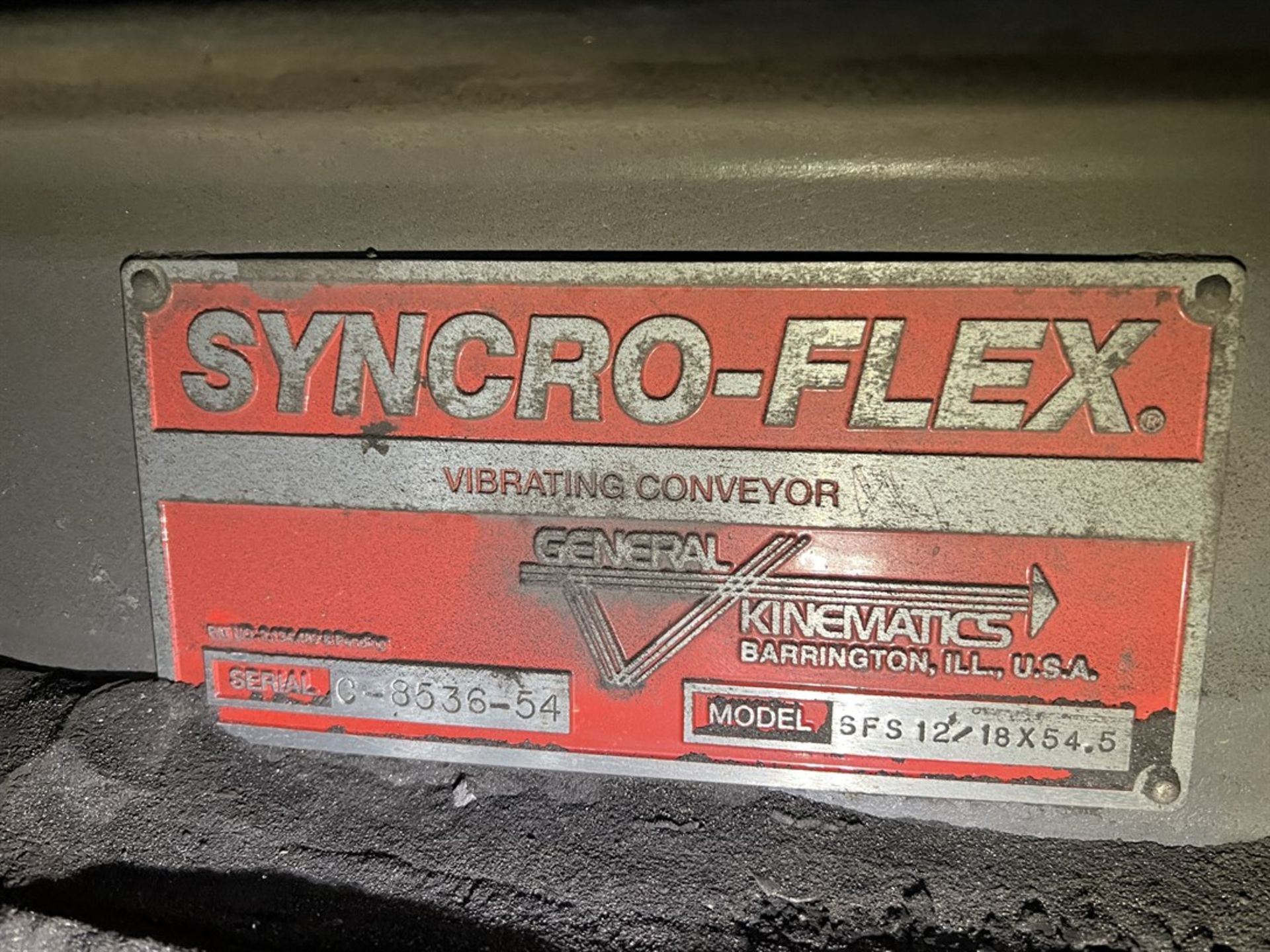 GENERAL KINEMATICS Syncro-Flex SFS 12/18X54.5 Vibrating Conveyor, s/n C-8536-54 - Image 4 of 4