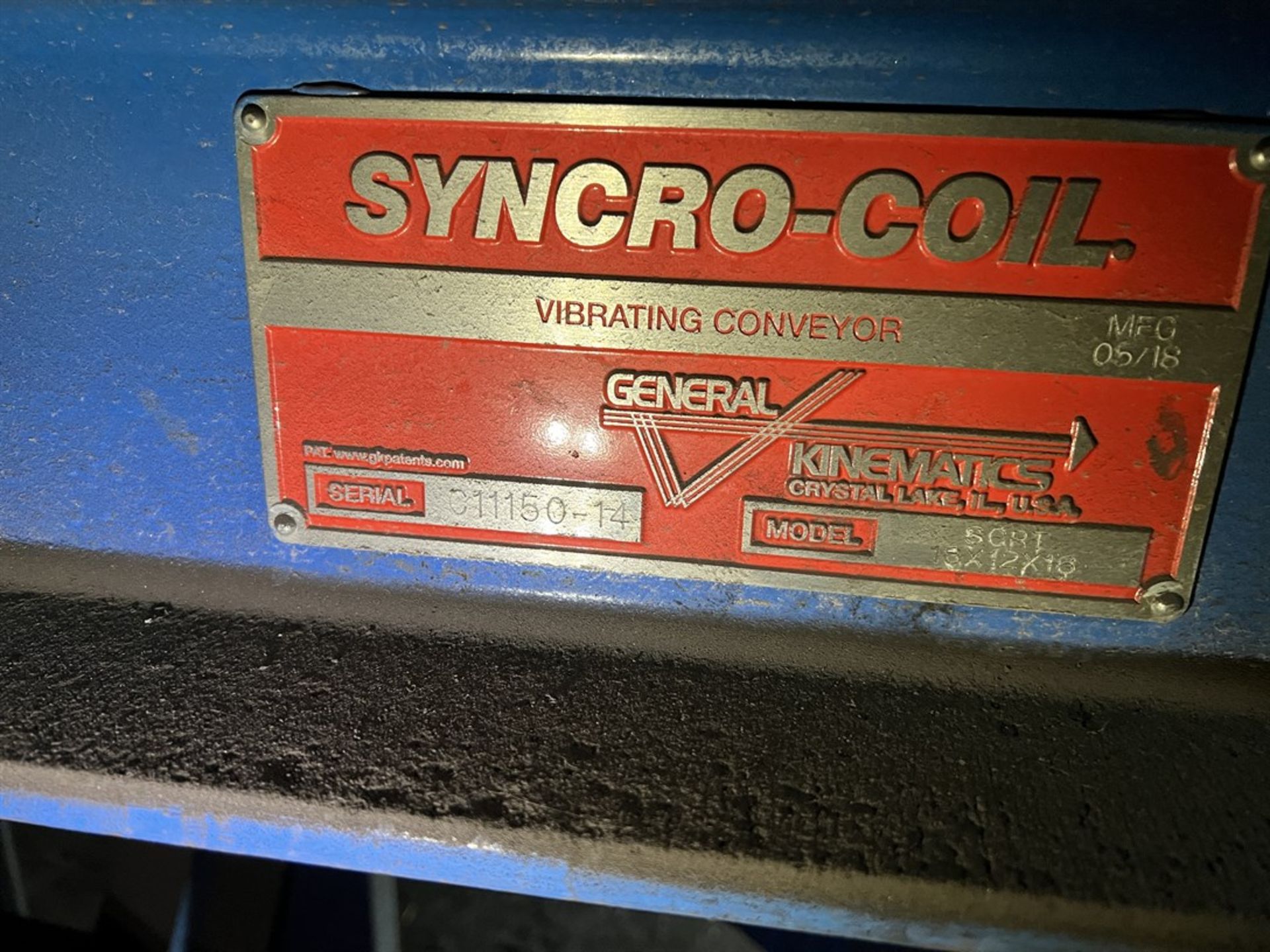 2018 GENERAL KINEMATICS Syncro-Coil SCRT18X12X16 Vibrating Conveyor, s/n C11150-14 - Image 4 of 6