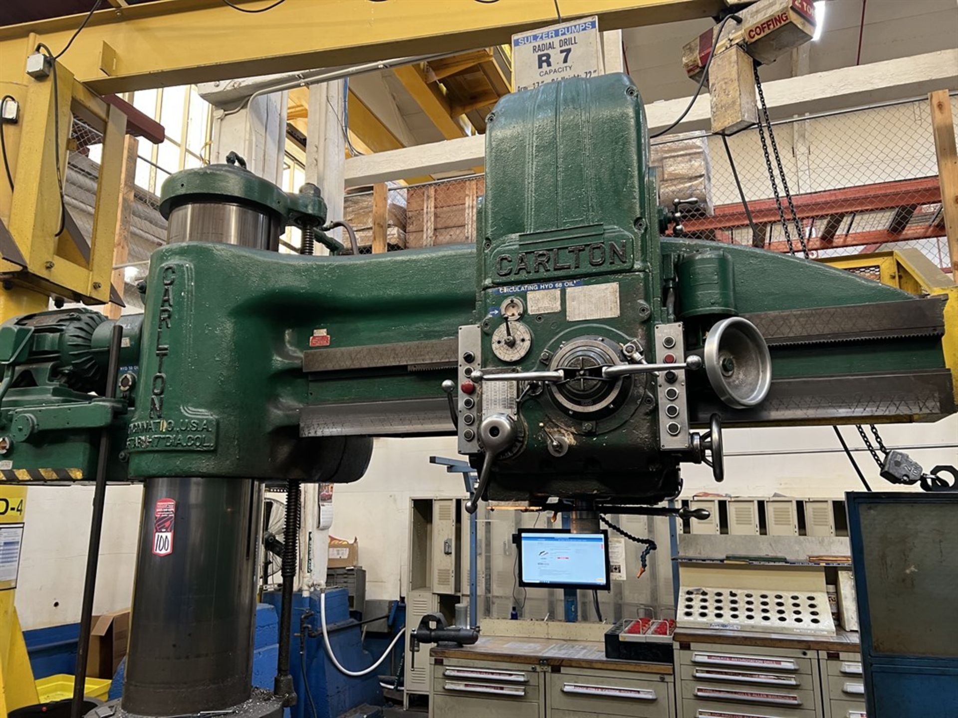 CARLTON 6’ x 17” Radial Arm Drill, 6’ Arm Length, 17” Dia Column, 12-1200 RPM Spindle Speed, 48” x - Image 4 of 7