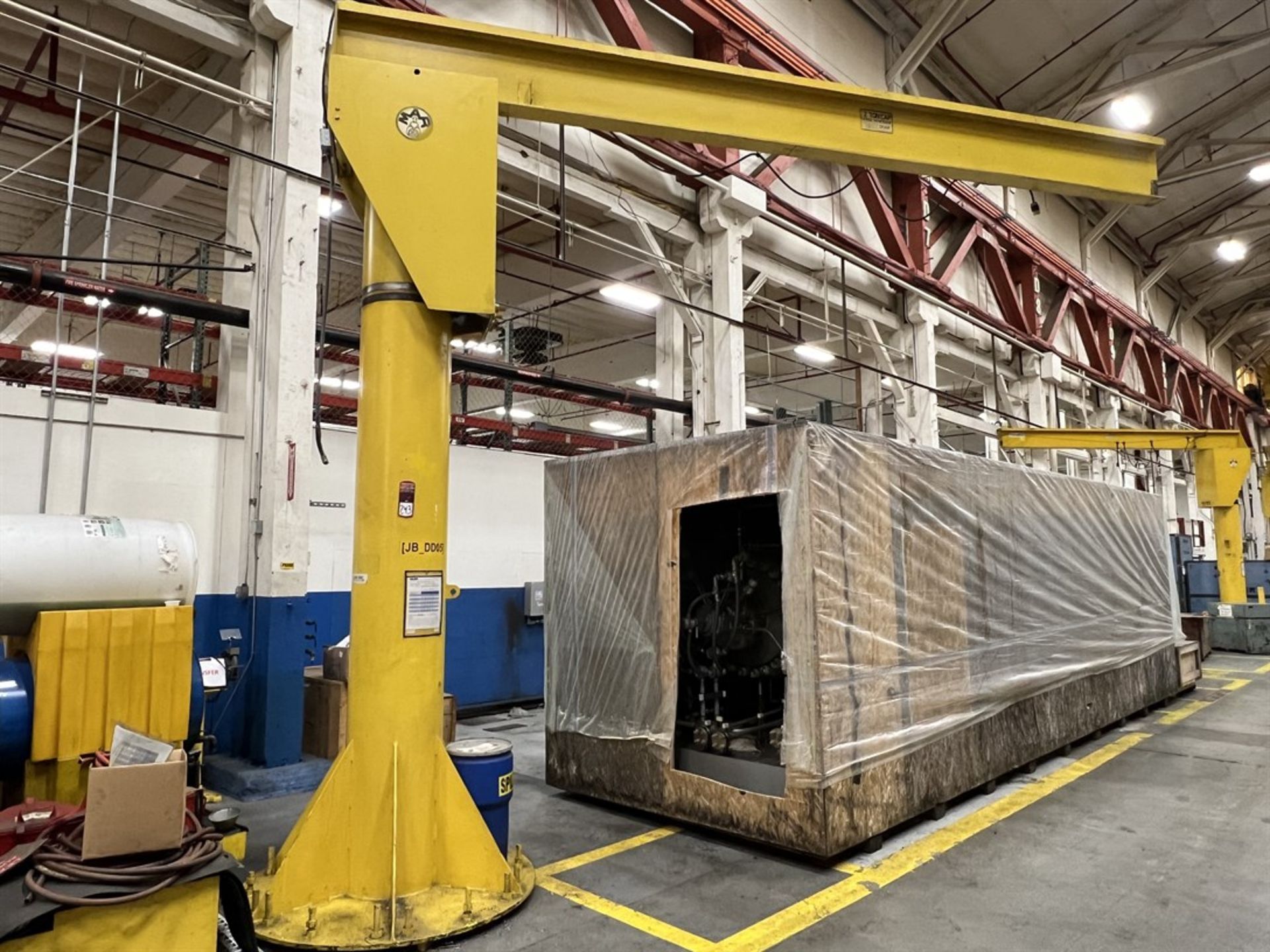 MAR 2-Ton Free Standing Jib Crane, Approx. 16' Reach x 15' Under Rail, (NO HOIST)