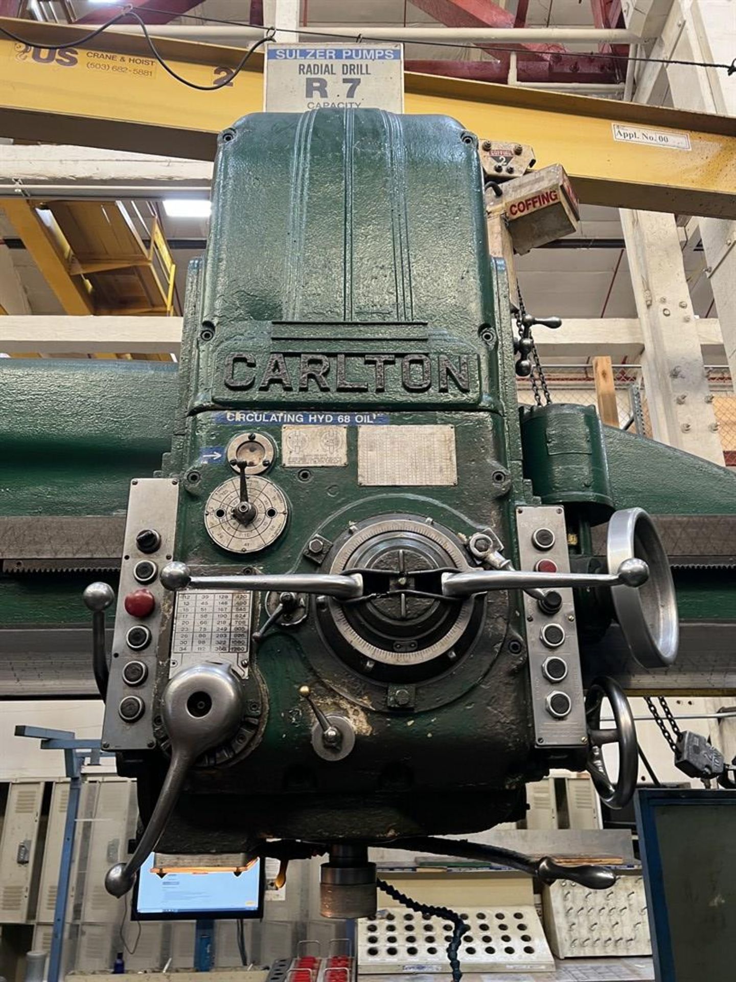 CARLTON 6’ x 17” Radial Arm Drill, 6’ Arm Length, 17” Dia Column, 12-1200 RPM Spindle Speed, 48” x - Image 5 of 7