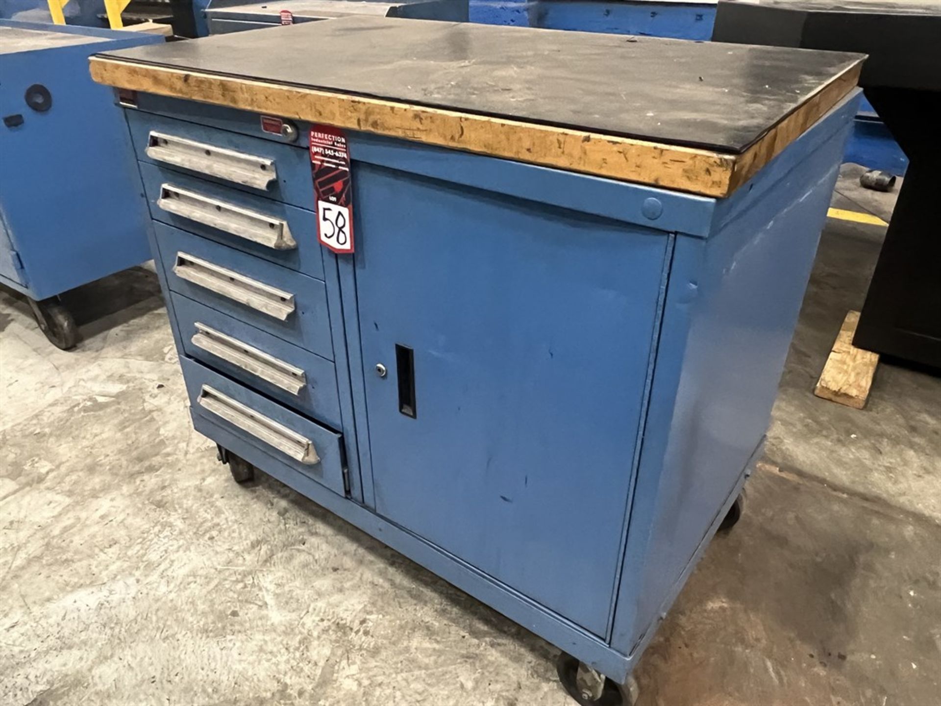 LYON Heavy Duty Rolling Tool Cabinet w/ Wood Top, 54" x 28"