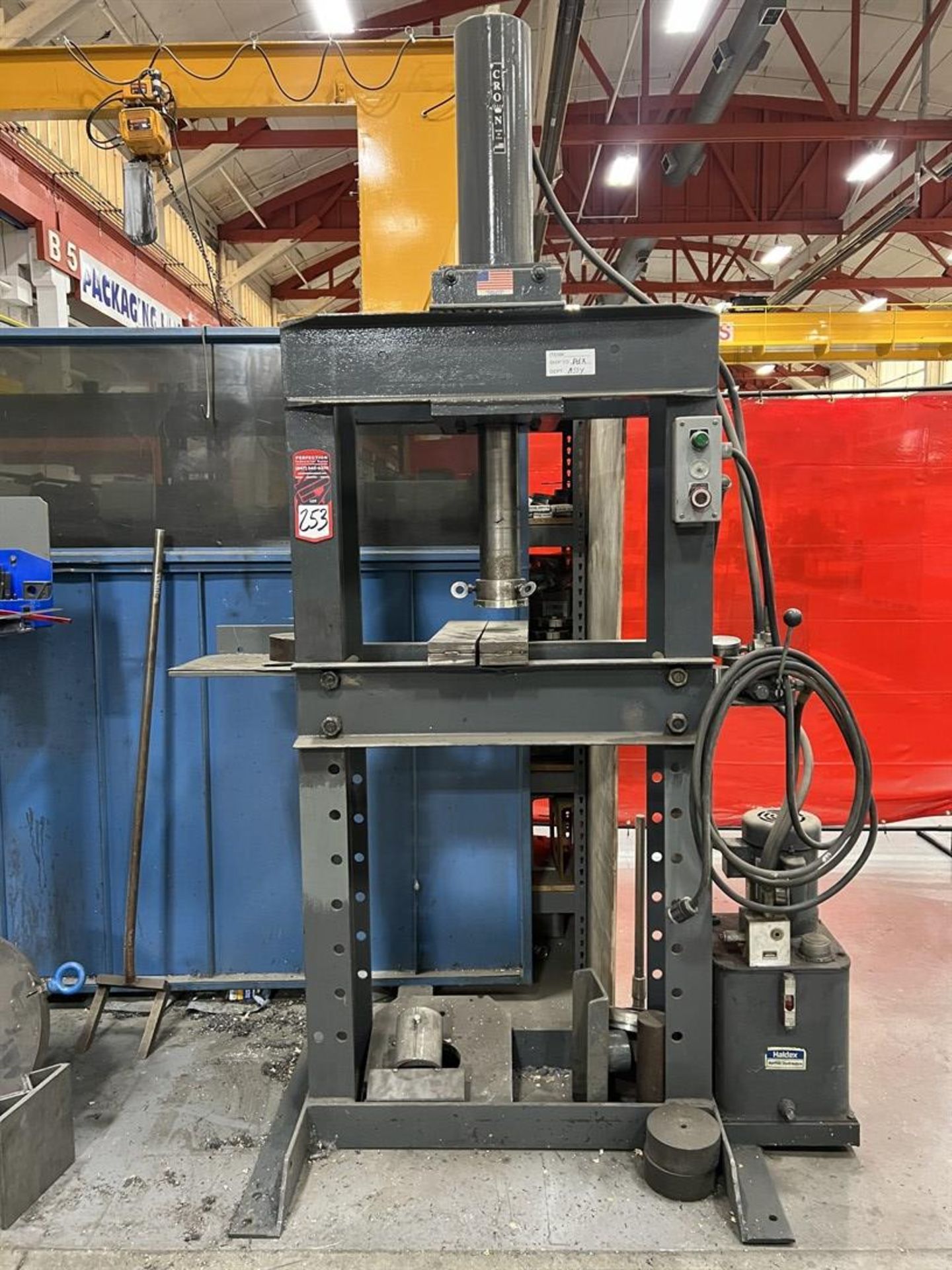 Unknown Make H-Frame Hydraulic Press, 27.5" Between Uprights, 4" Cylinder Dia, 1 HP Hydraulic Unit - Image 2 of 5