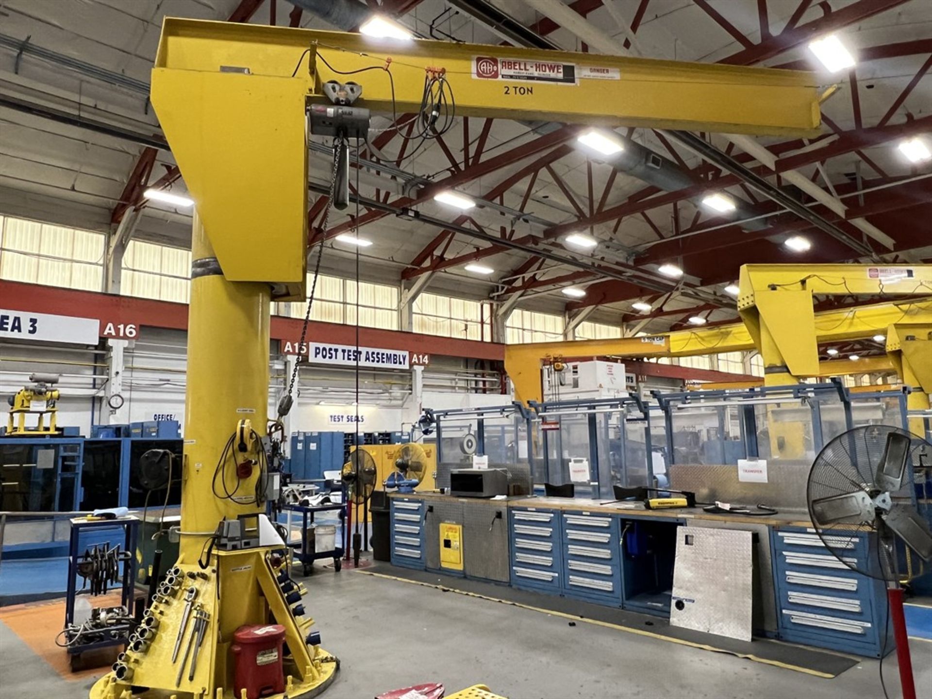 ABELL-HOWE 2-Ton Free Standing Jib Crane, Approx. 17' Reach x 15' Under Rail, 2-Ton CM Electric - Image 3 of 4