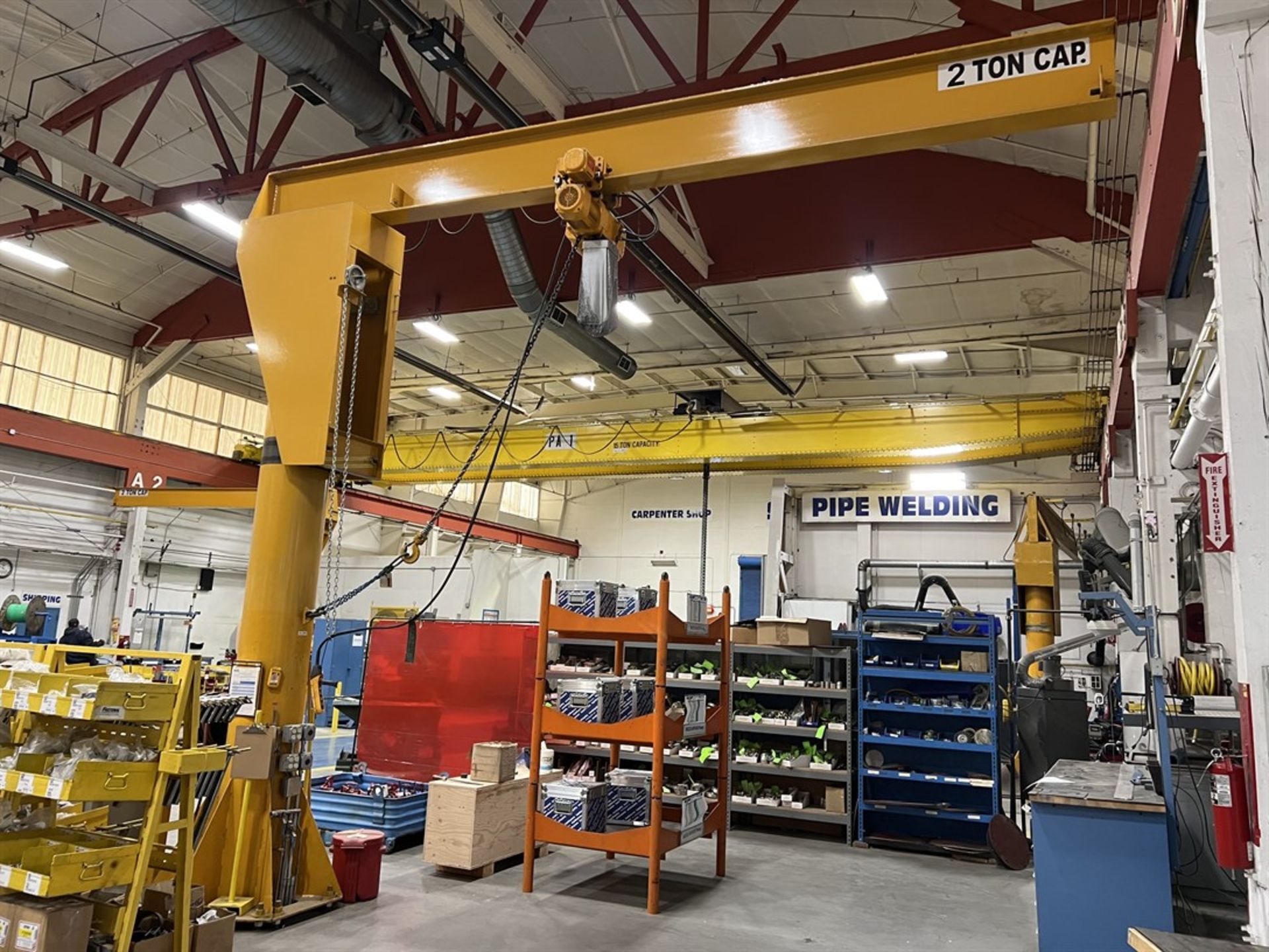 CRANE PRO SERVICES 2-Ton Free Standing Jib Crane, Approx. 16' Reach x 15' Under Rail, 2-Ton