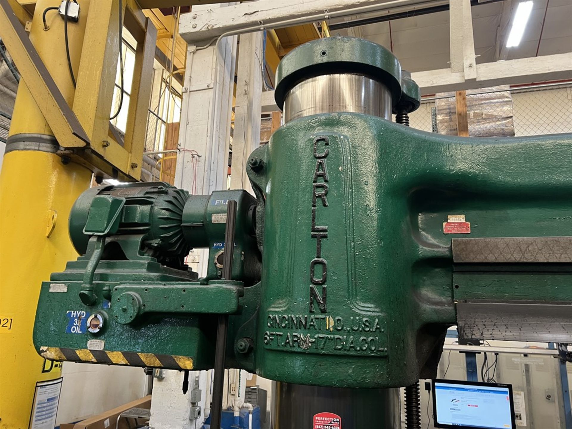 CARLTON 6’ x 17” Radial Arm Drill, 6’ Arm Length, 17” Dia Column, 12-1200 RPM Spindle Speed, 48” x - Image 6 of 7