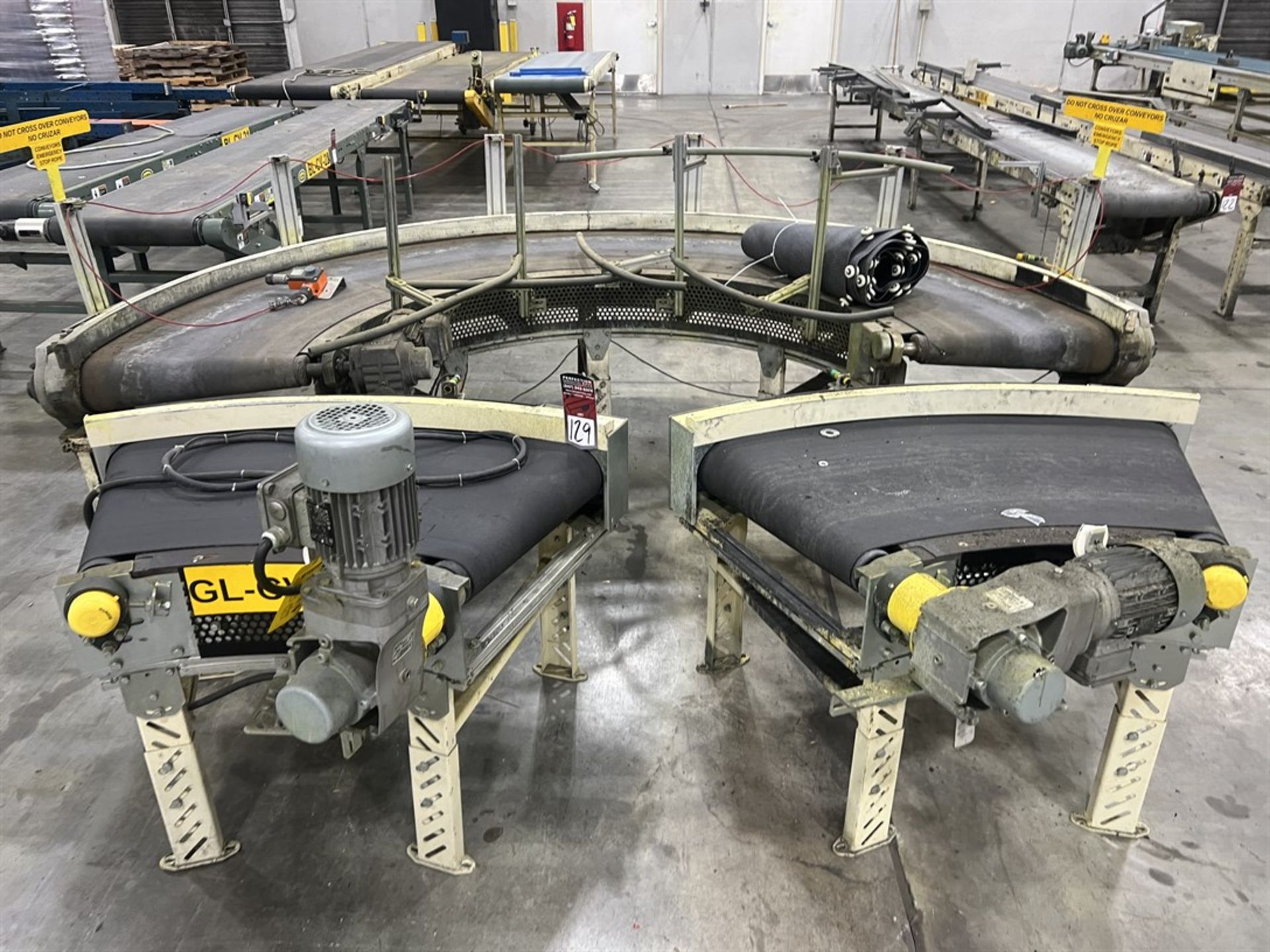 Lot of (3) Sections of 23"W Curved Powered Belt Conveyor