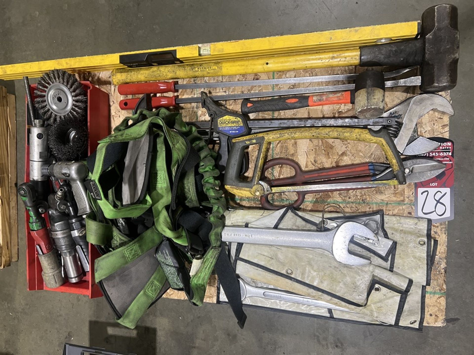 Lot Comprising Assorted Air Tools, Wrenches, Pry Bars, Sledge Hammer, and Safety Harnesses - Image 2 of 3