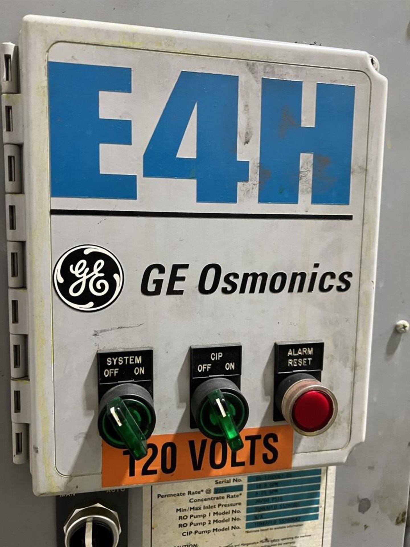 GE OSMONICS E4H-27K DLX Reverse Osmosis System, s/n 05-1200067-05, 18.8 GPM, 6.25 GOM Concentrate - Image 4 of 11