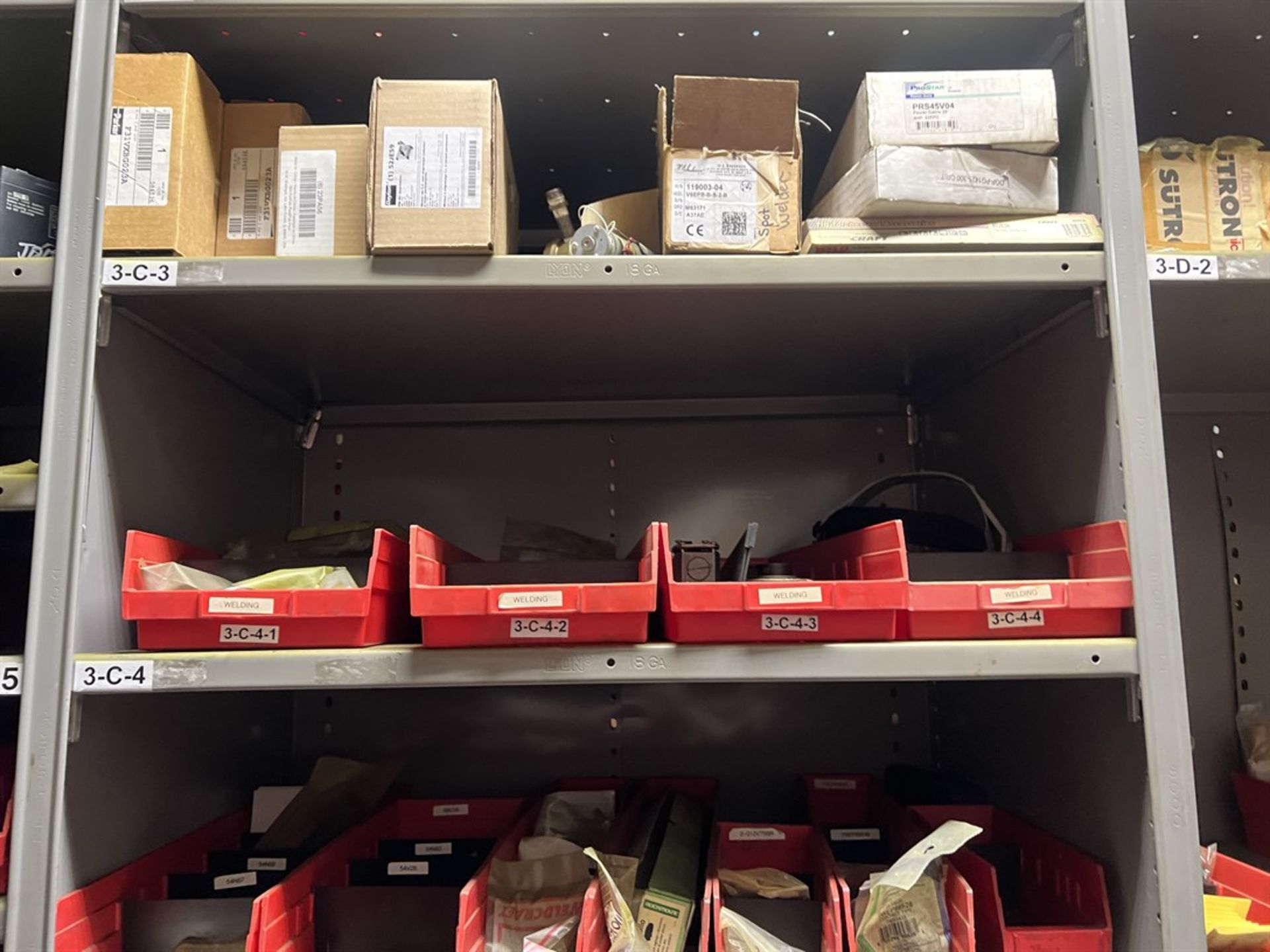 Row of (6) Sections of LYON Shelving Units w/ Contents Including Assorted Fasteners and Anchors, - Image 10 of 15