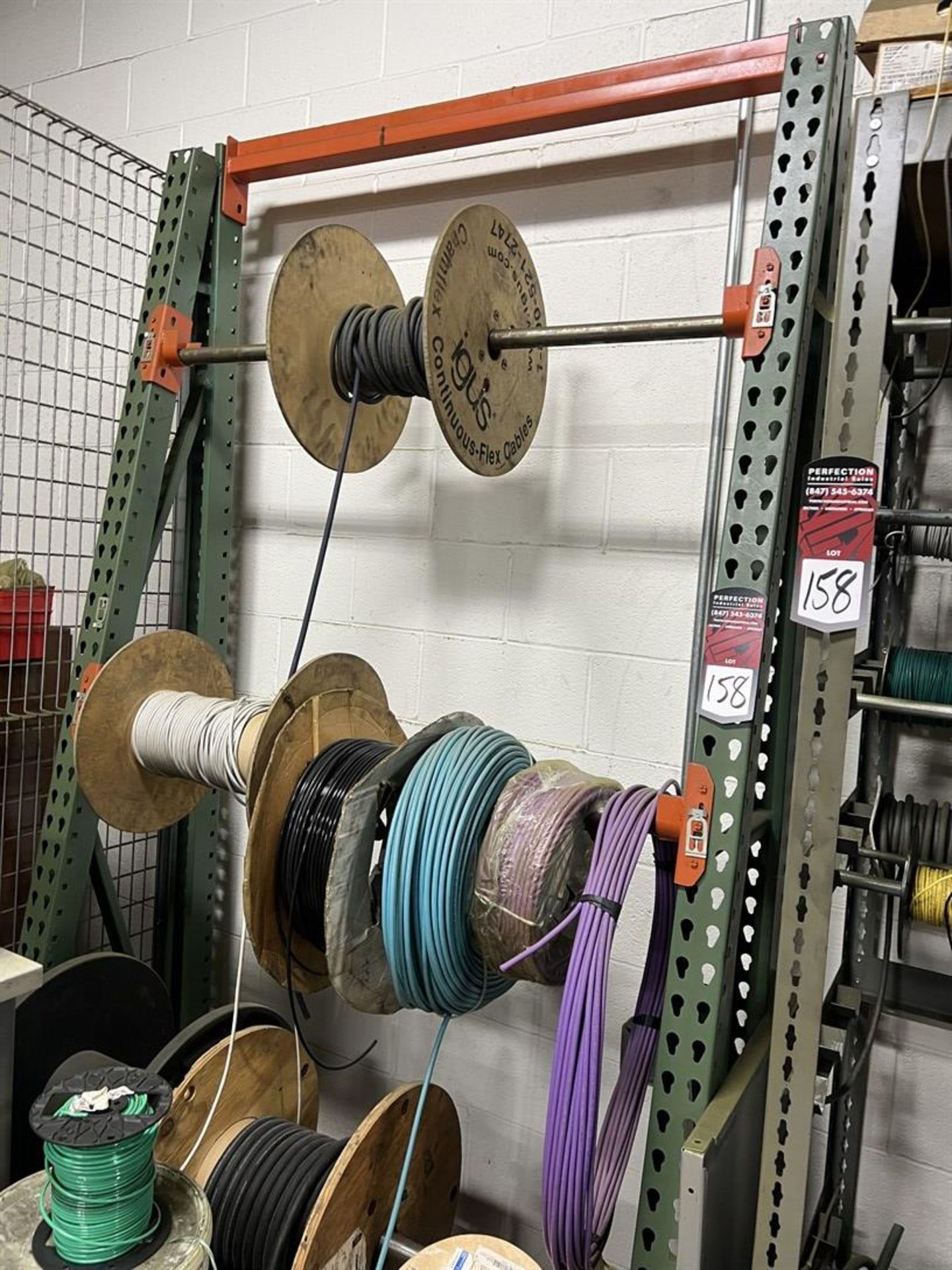 Lot of (2) Wire Spool Racks w/ Assorted Wire and Commination Cable Spools - Image 4 of 5