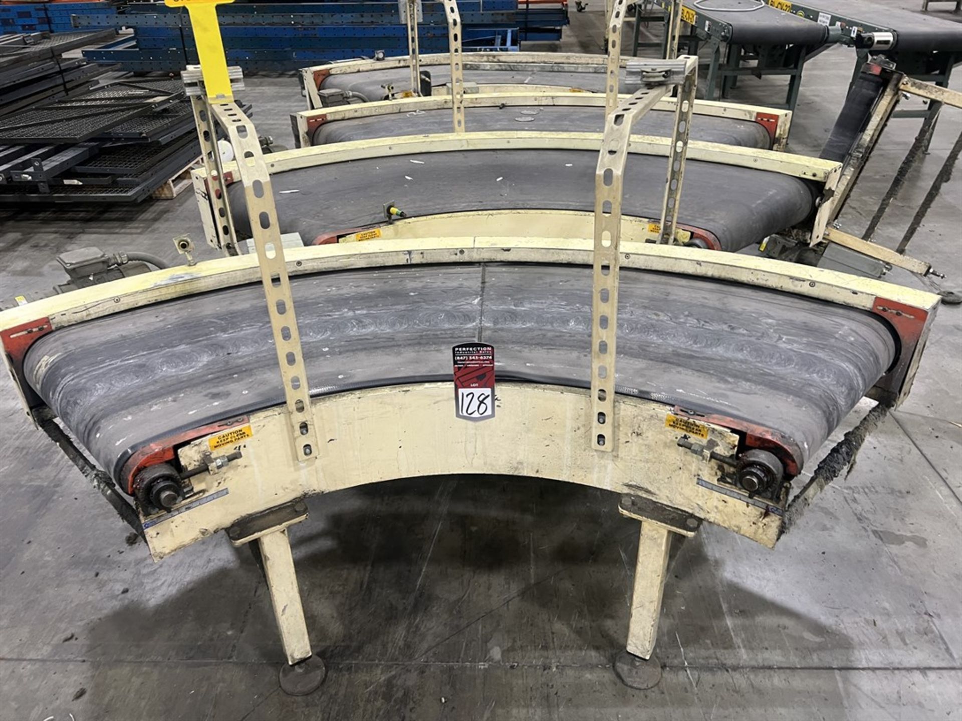 Lot of (4) Sections of 23"W Curved Powered Belt Conveyor