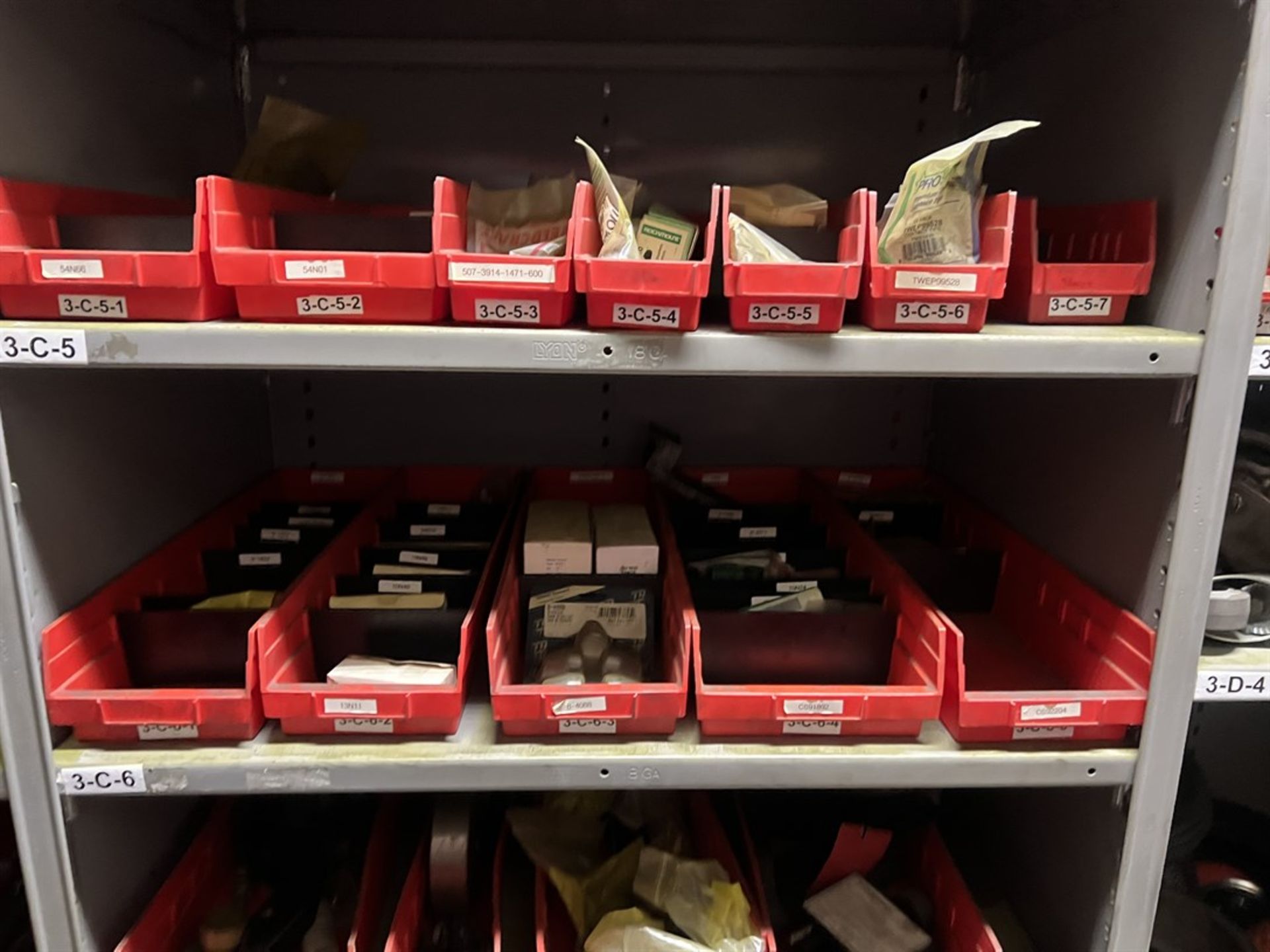 Row of (6) Sections of LYON Shelving Units w/ Contents Including Assorted Fasteners and Anchors, - Image 9 of 15