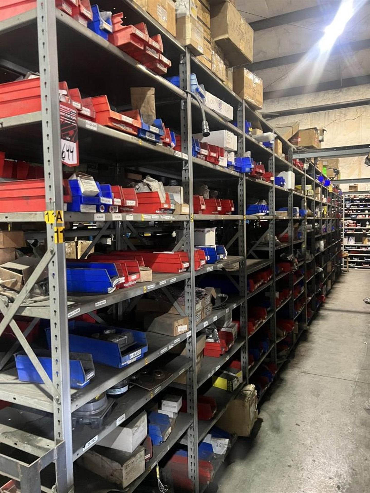 Lot Comprising (12) Shop Shelving Units w/ Contents Including Load Cells, Wedger Parts, Collets,