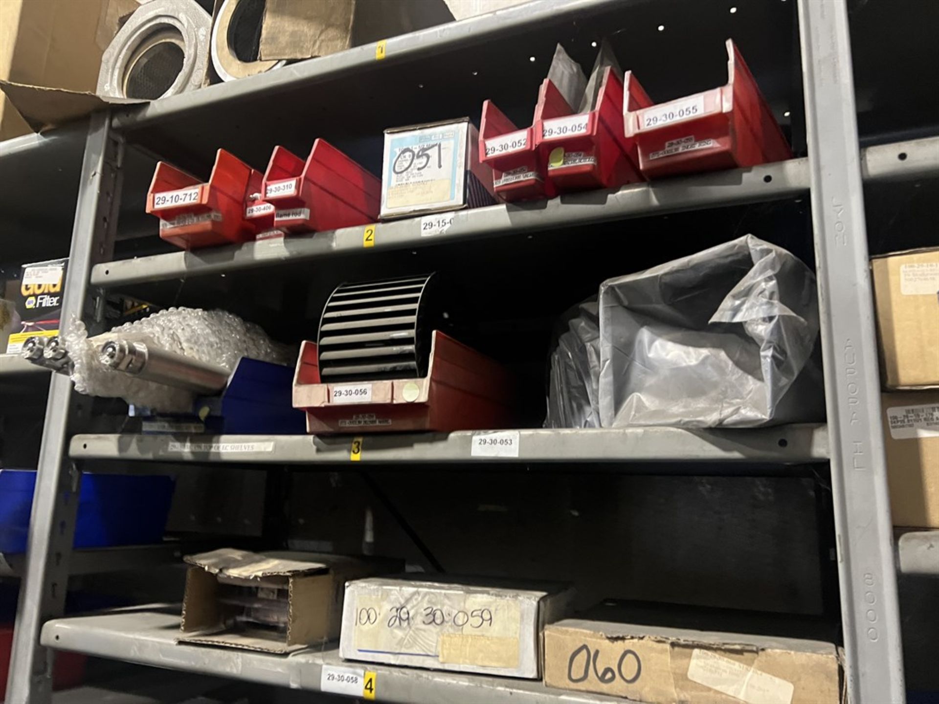Lot Comprising (9) Shop Shelving Units w/ Assorted Air and Oil Filters, Hardware - Image 4 of 17