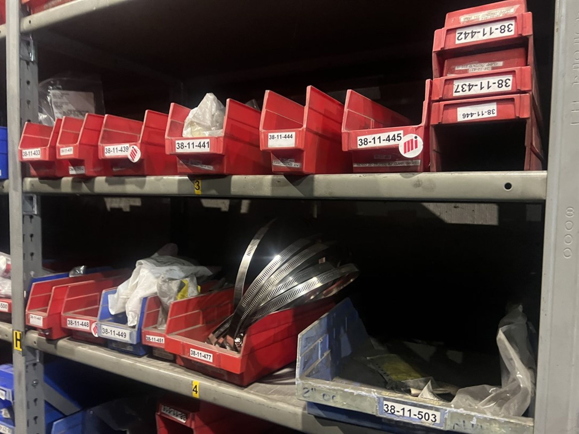 Lot Comprising (11) Shop Shelving Units w/ Contents Including Assorted PPE, Hardware, Chain - Image 7 of 12