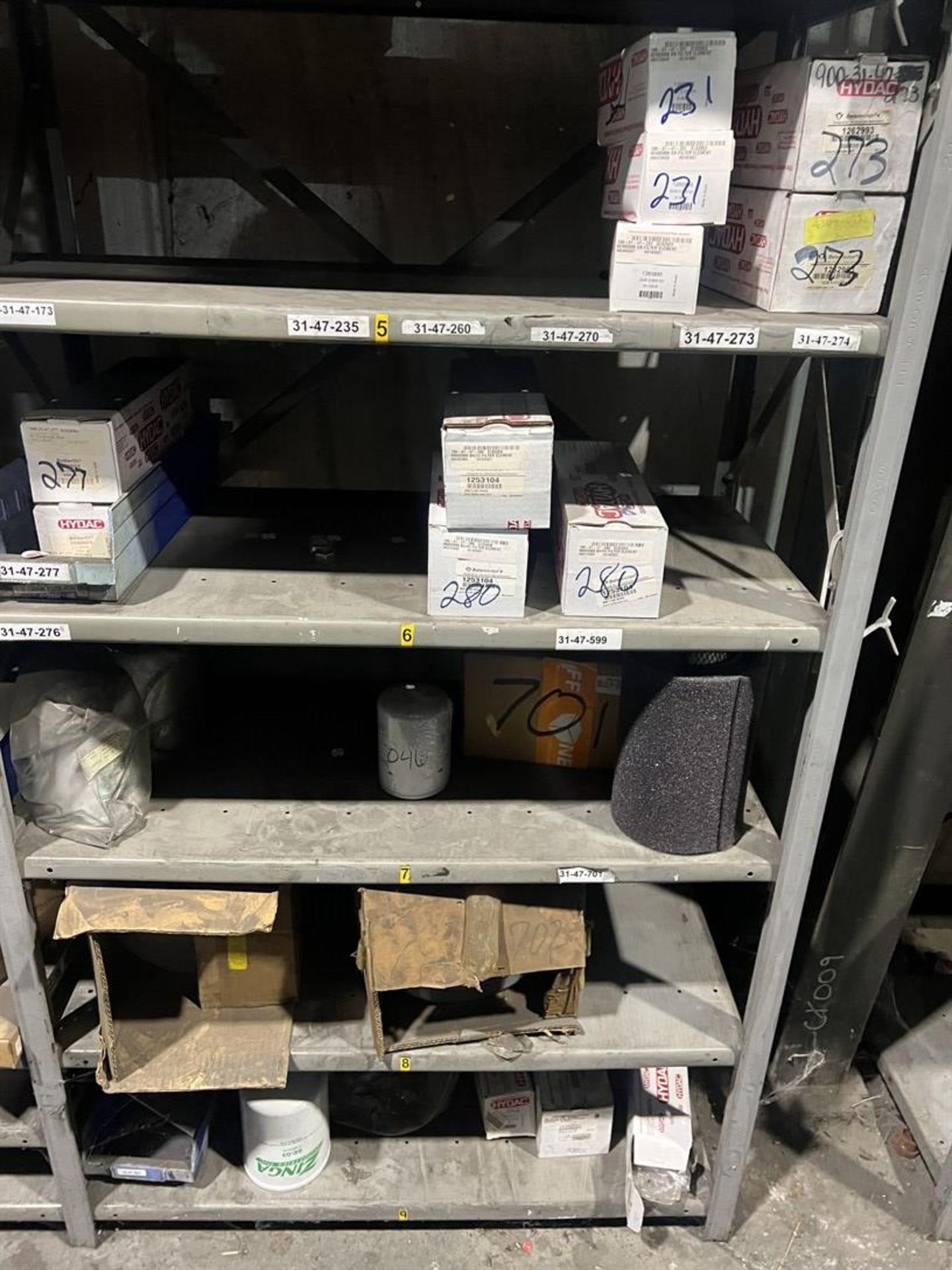 Lot Comprising (9) Shop Shelving Units w/ Assorted Air and Oil Filters, Hardware - Image 9 of 17