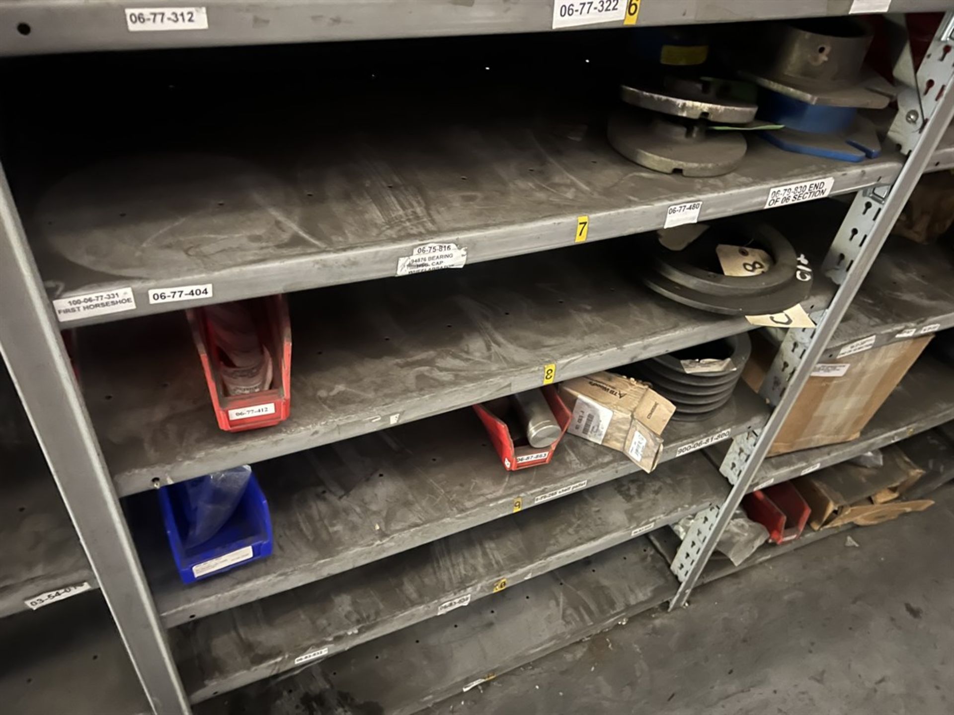 Lot Comprising (12) Shop Shelving Units w/ Contents Including Wheelabrator and Conveyor Components - Image 4 of 9