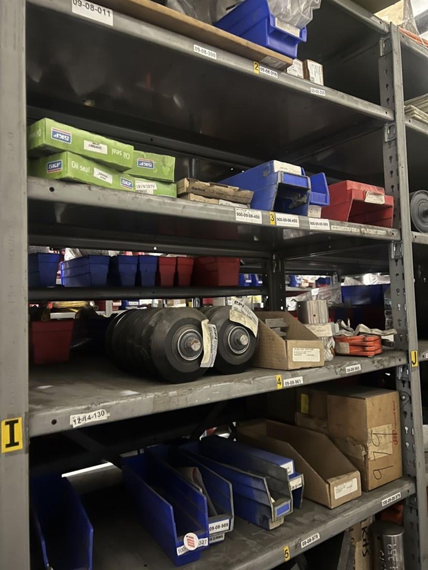 Lot Comprising (12) Shop Shelving Units w/ Contents Including Wheelabrator and Conveyor Components - Image 6 of 9