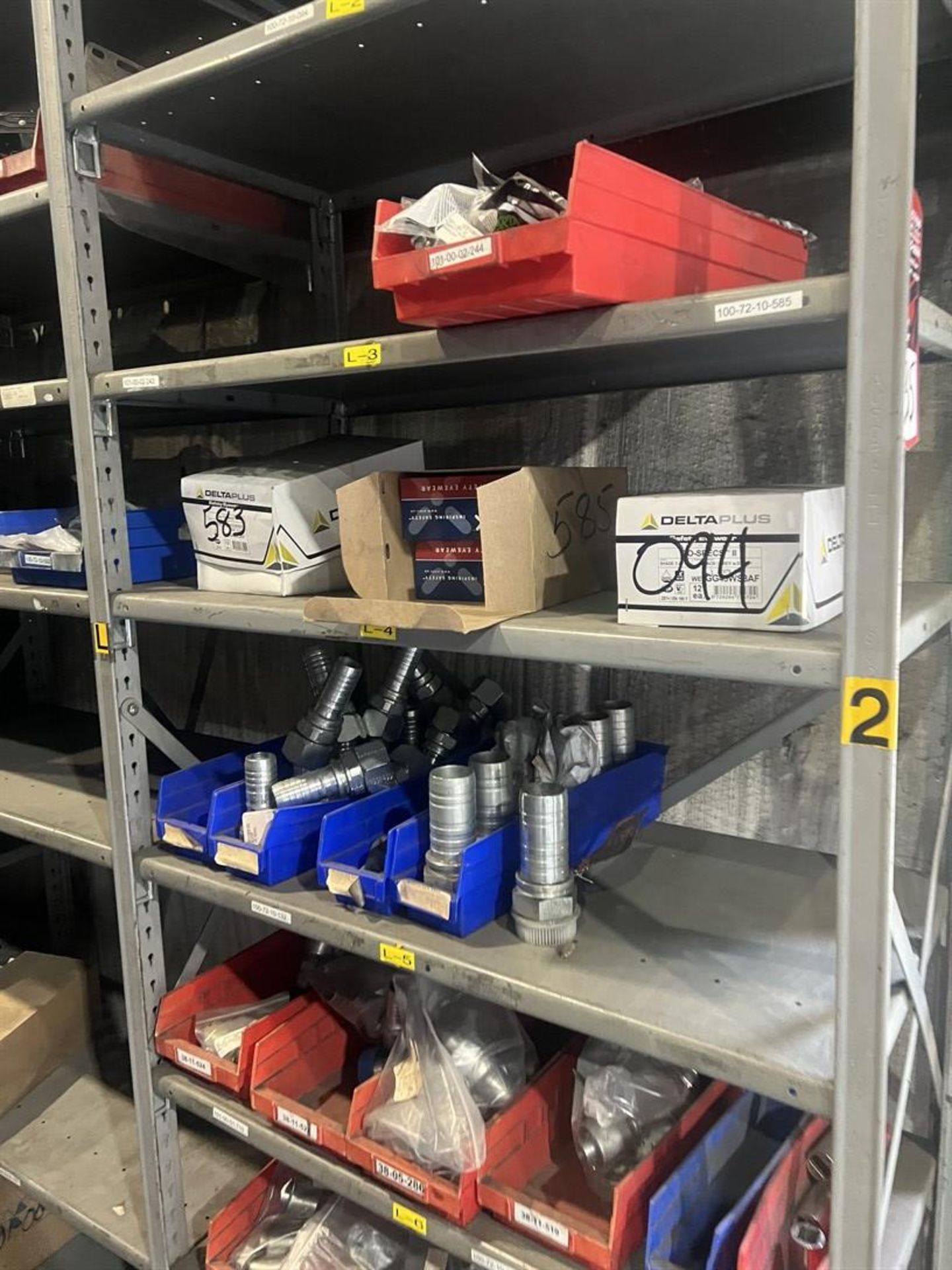 Lot Comprising (11) Shop Shelving Units w/ Contents Including Assorted PPE, Hardware, Chain - Image 2 of 12